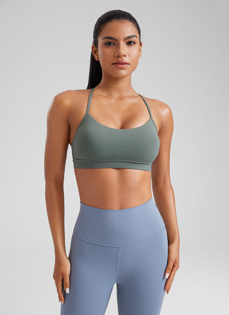 Bra Sukan Butterluxe Sokongan Ringan Yoga Wanita CRZ YOGA Belakang Y Kelabu Sage