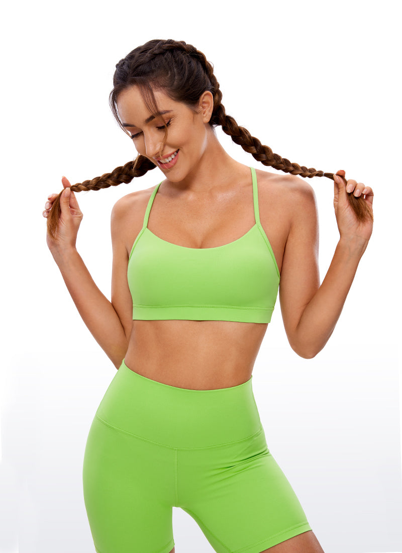 Sokongan Ringan Yoga Wanita CRZ YOGA Butterluxe Bra Sukan Belakang Y Hijau Bercahaya