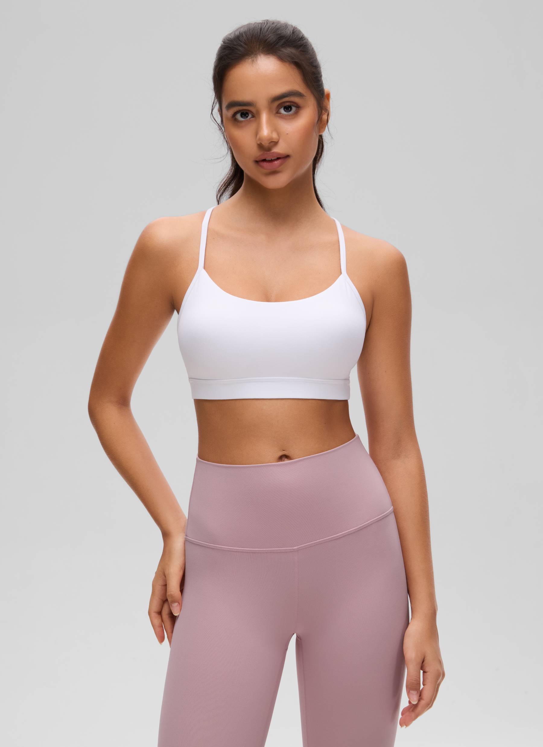 Sokongan Ringan Yoga Wanita CRZ YOGA Butterluxe Bra Sukan Y belakang Putih