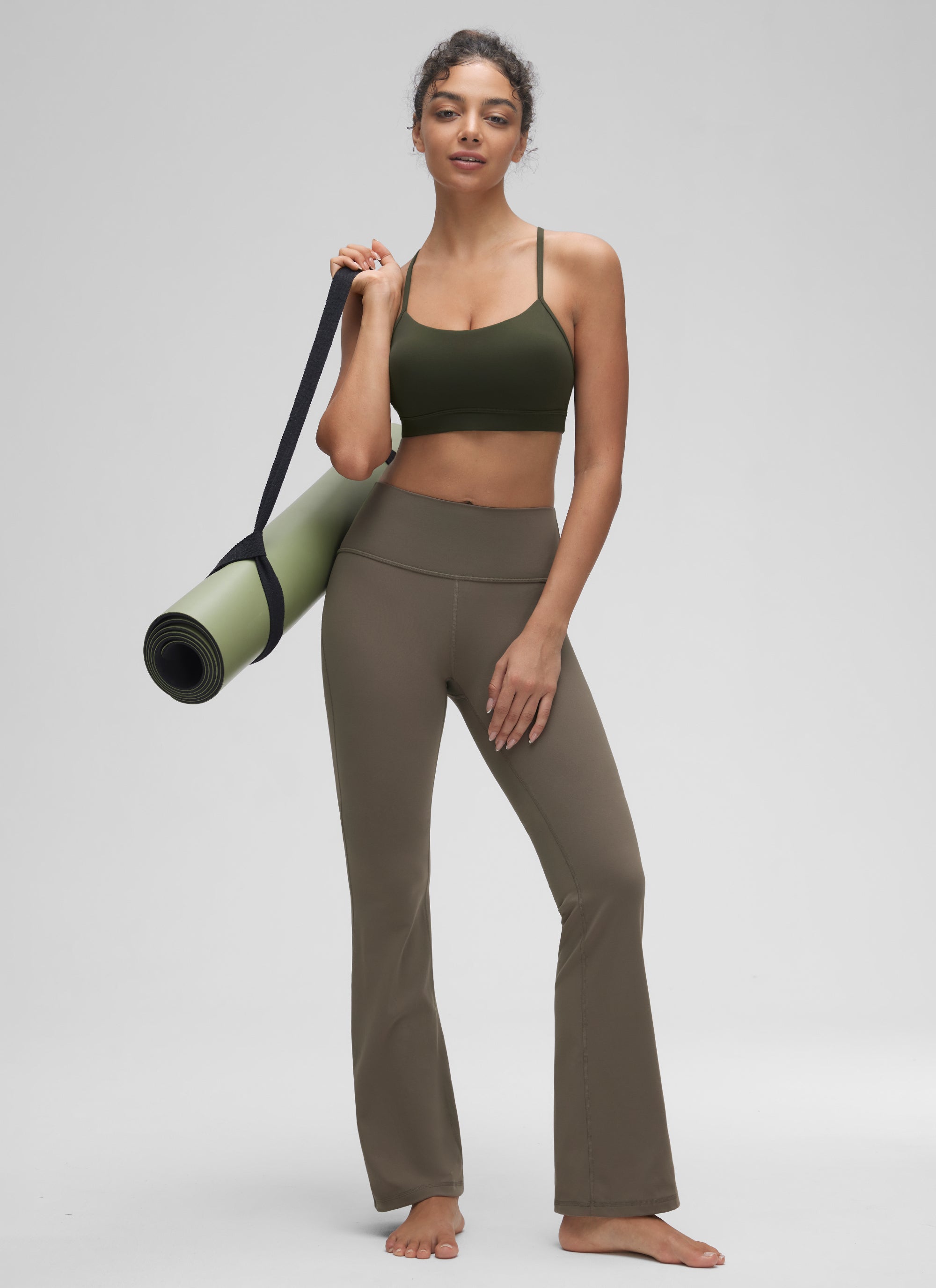 Bra Sukan Butterluxe Sokongan Ringan Yoga Wanita CRZ YOGA Belakang Y Hijau Zaitun