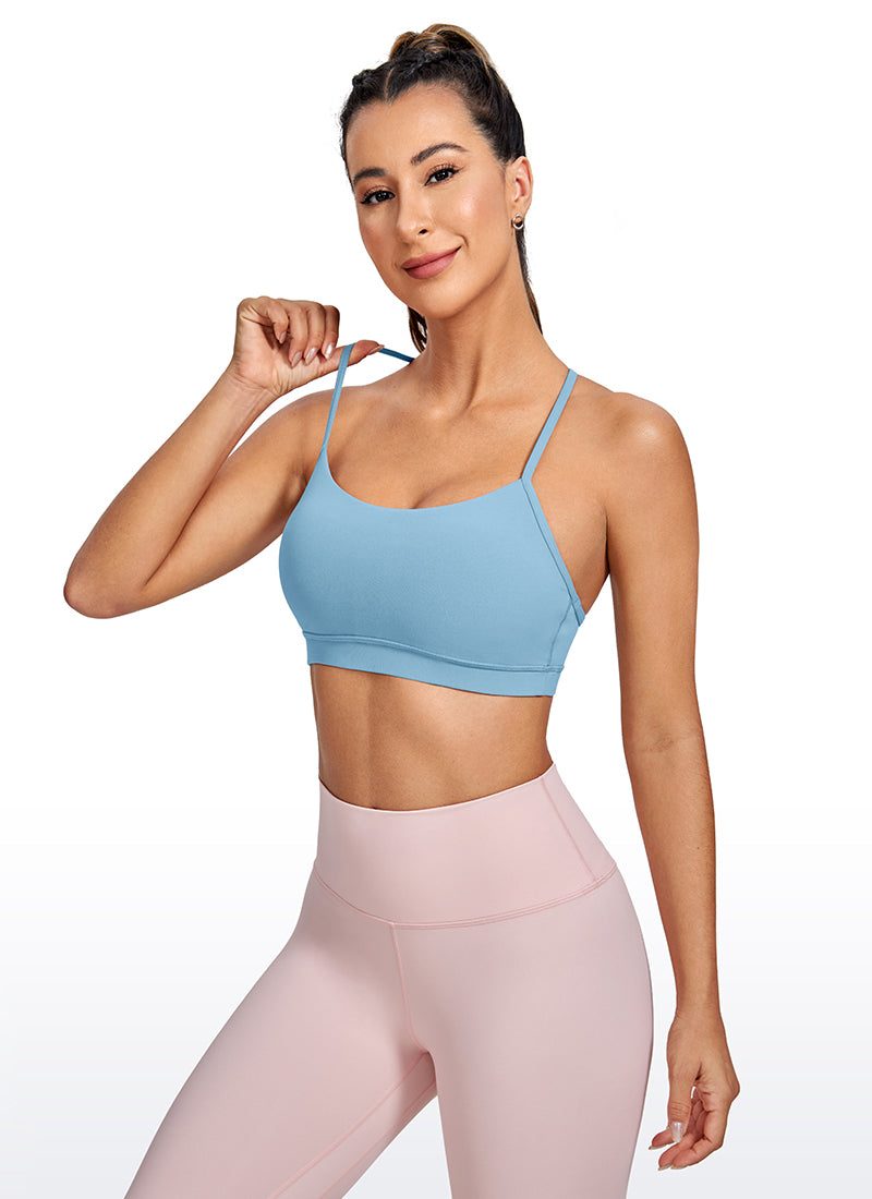 CRZ YOGA Bra Sukan Sokongan Ringan Yoga Wanita Butterluxe Belakang Y Biru Tulen