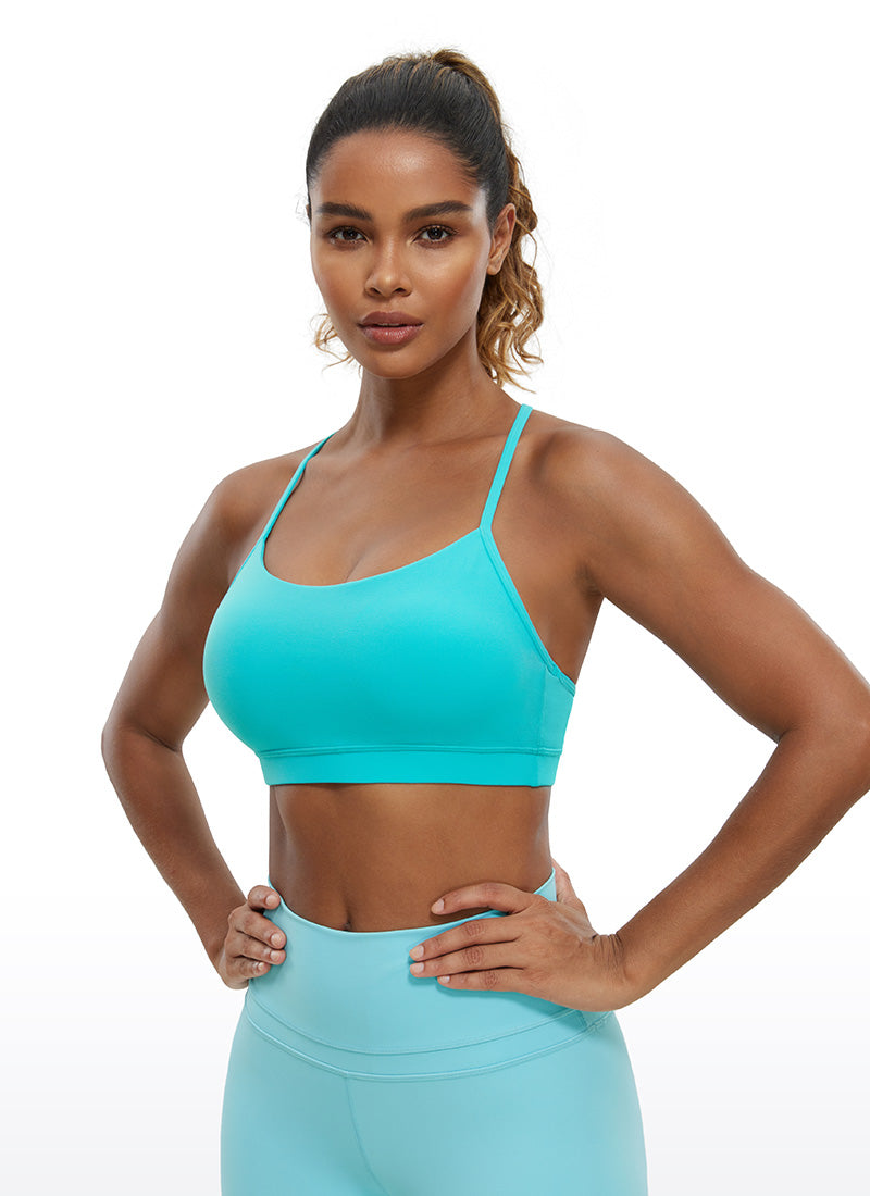 CRZ YOGA Bra Sukan Sokongan Ringan Yoga Wanita Butterluxe Belakang Y Biru Spektral