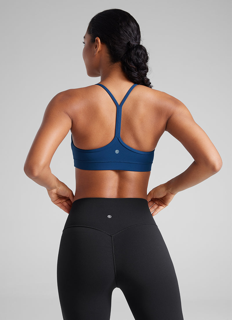 CRZ YOGA Bra Sukan Sokongan Ringan Yoga Wanita Butterluxe Belakang Y Biru Navy Perancis