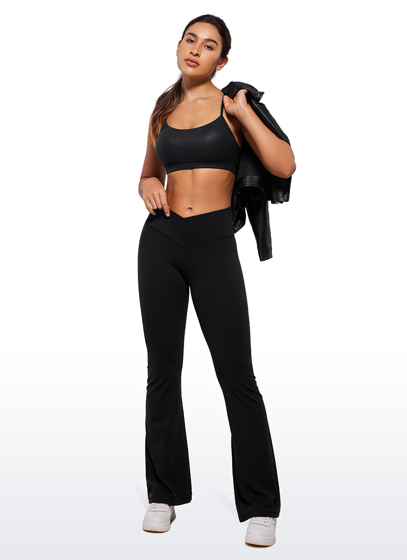 CRZ YOGA Bra Sukan Sokongan Ringan Yoga Wanita Butterluxe Belakang Y Hitam Kulit Klasik