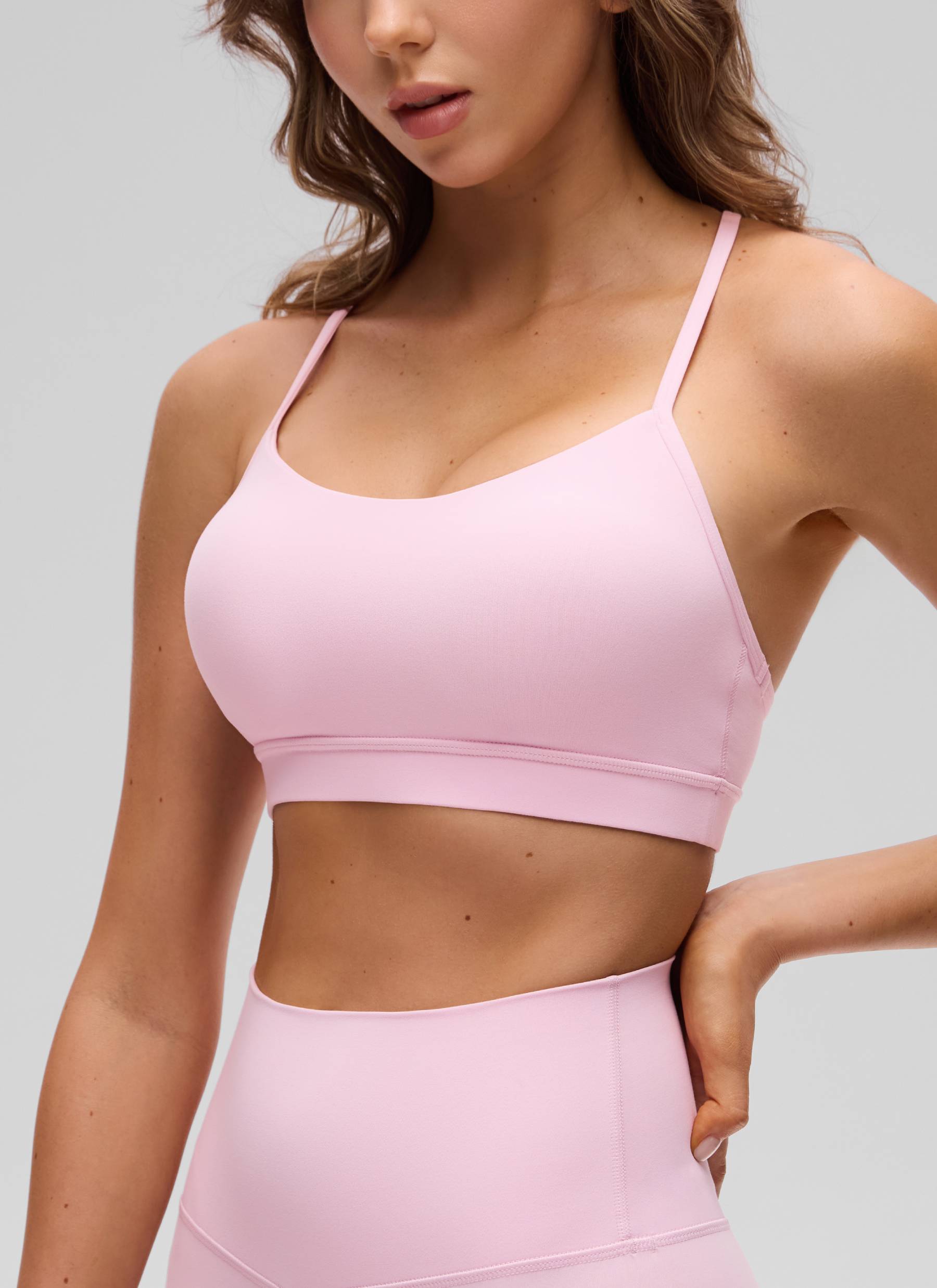 Sokongan Ringan Yoga Wanita CRZ YOGA Butterluxe Bra Sukan Belakang Y Peony Merah Jambu