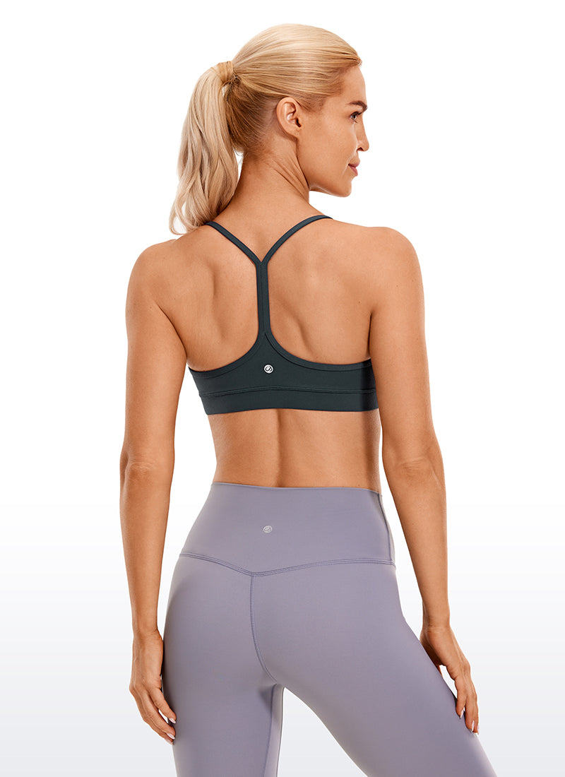 Sokongan Ringan Yoga Wanita CRZ YOGA Butterluxe Bra Sukan Belakang Y Hijau Tua