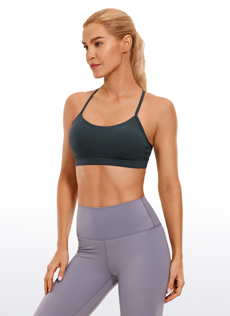 Sokongan Ringan Yoga Wanita CRZ YOGA Butterluxe Bra Sukan Belakang Y Hijau Tua
