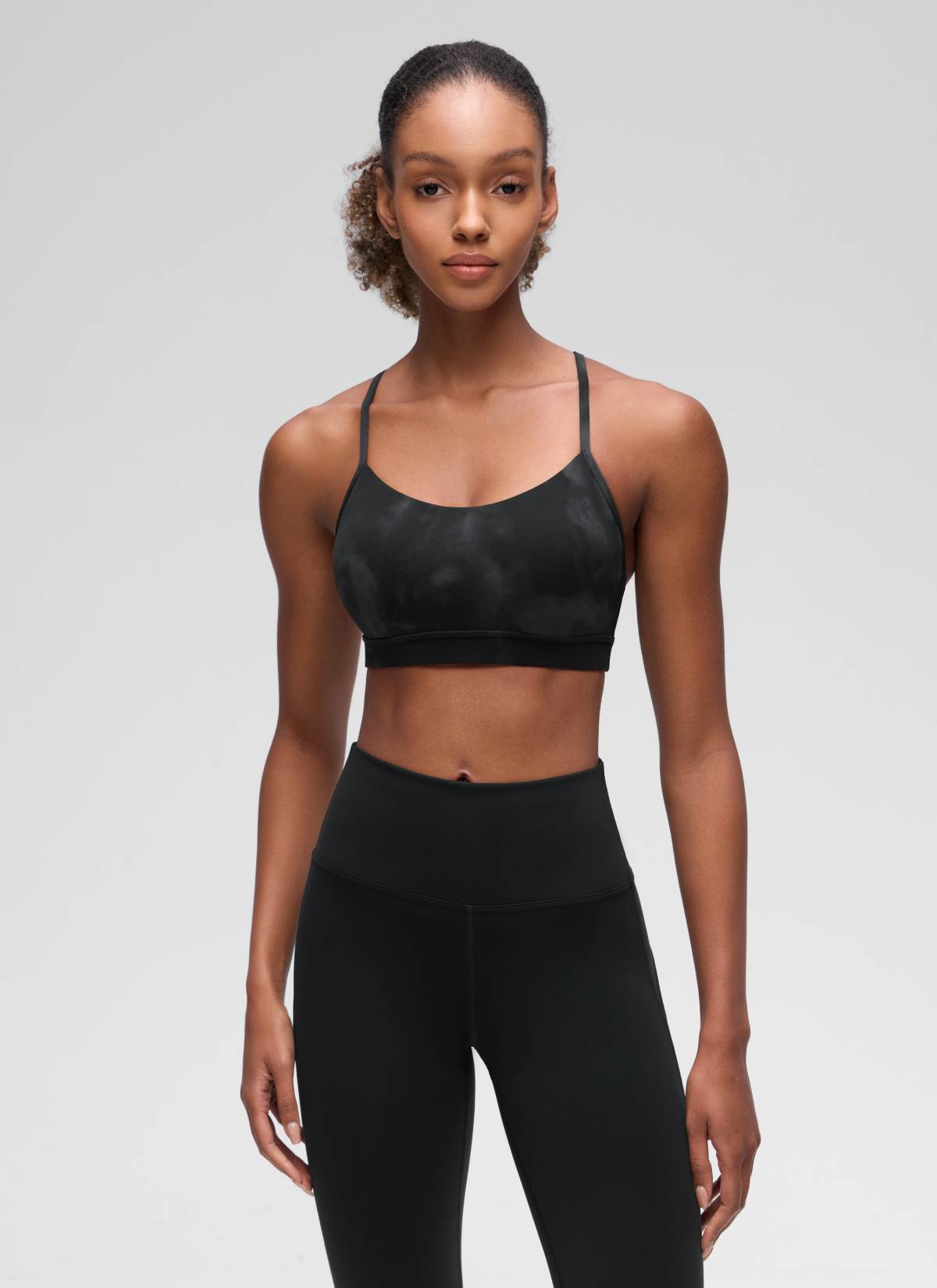 Bra Sukan Sokongan Ringan Yoga Belakang Y Butterluxe Corak Tie-Dye Hitam Bunga Wanita CRZ YOGA