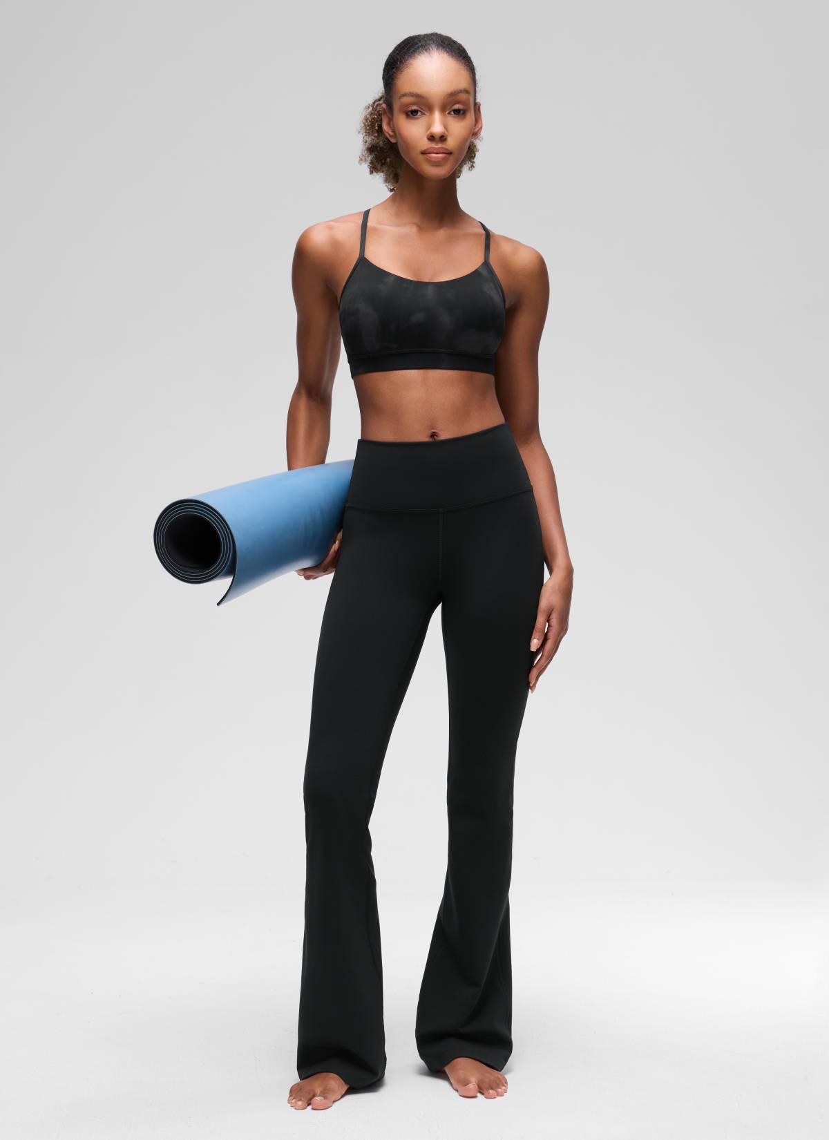 Bra Sukan Sokongan Ringan Yoga Belakang Y Butterluxe Corak Tie-Dye Hitam Bunga Wanita CRZ YOGA