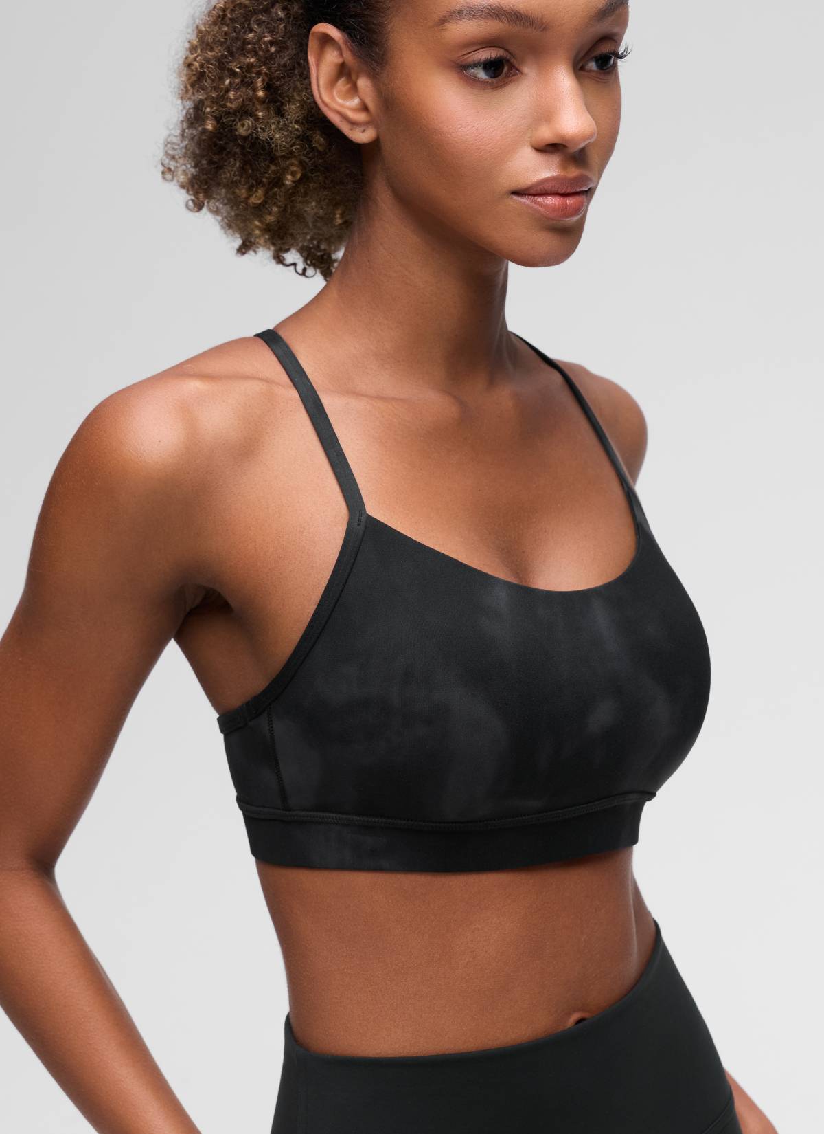 Bra Sukan Sokongan Ringan Yoga Belakang Y Butterluxe Corak Tie-Dye Hitam Bunga Wanita CRZ YOGA