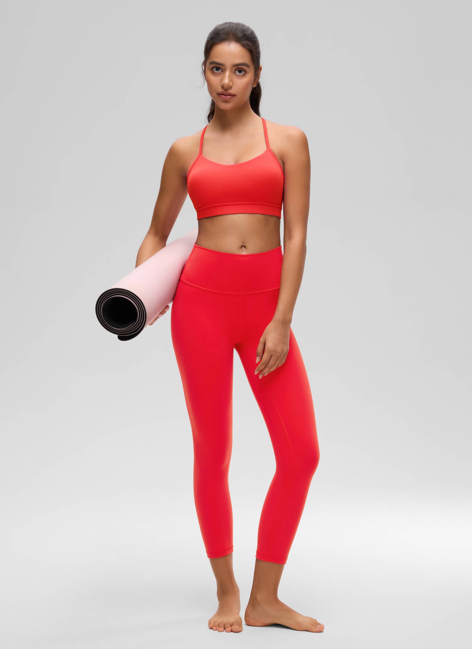 Sokongan Ringan Yoga Wanita CRZ YOGA Butterluxe Bra Sukan Y belakang Merah Tua