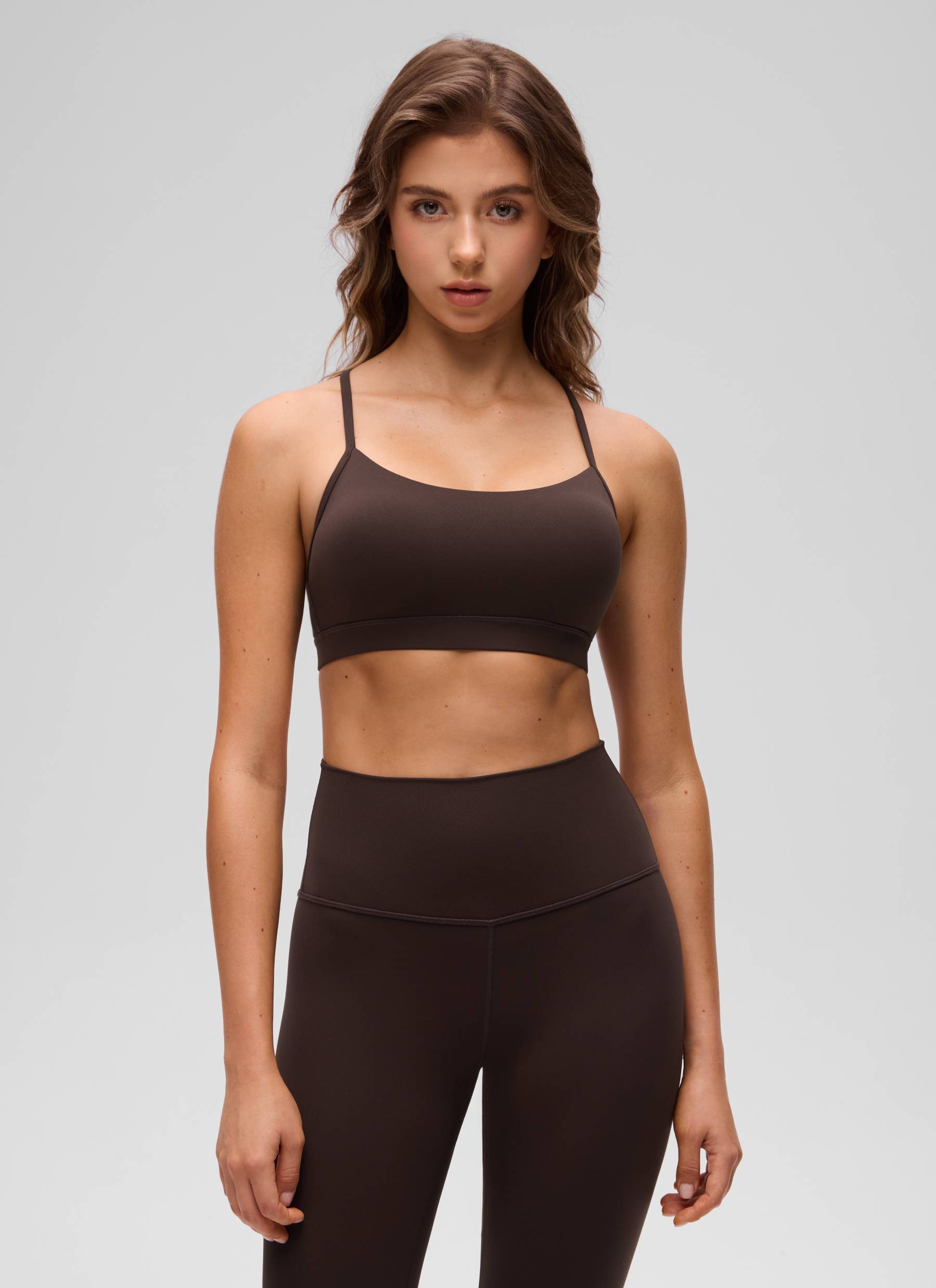 Sokongan Ringan Yoga Wanita CRZ YOGA Butterluxe Bra Sukan Y back Hot Fudge Coklat