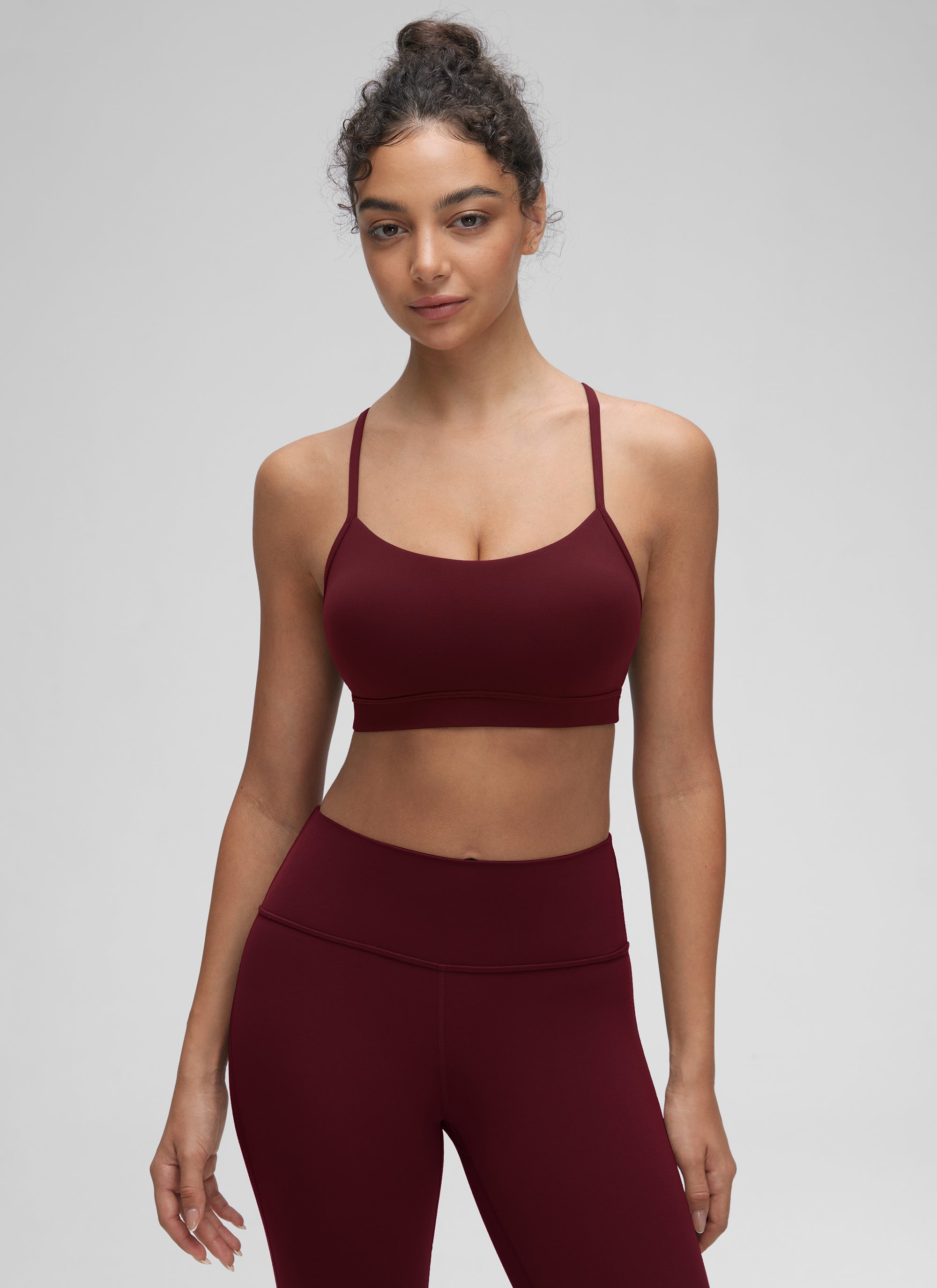 Sokongan Ringan Yoga Wanita CRZ YOGA Butterluxe Bra Sukan Y back Red Merlot