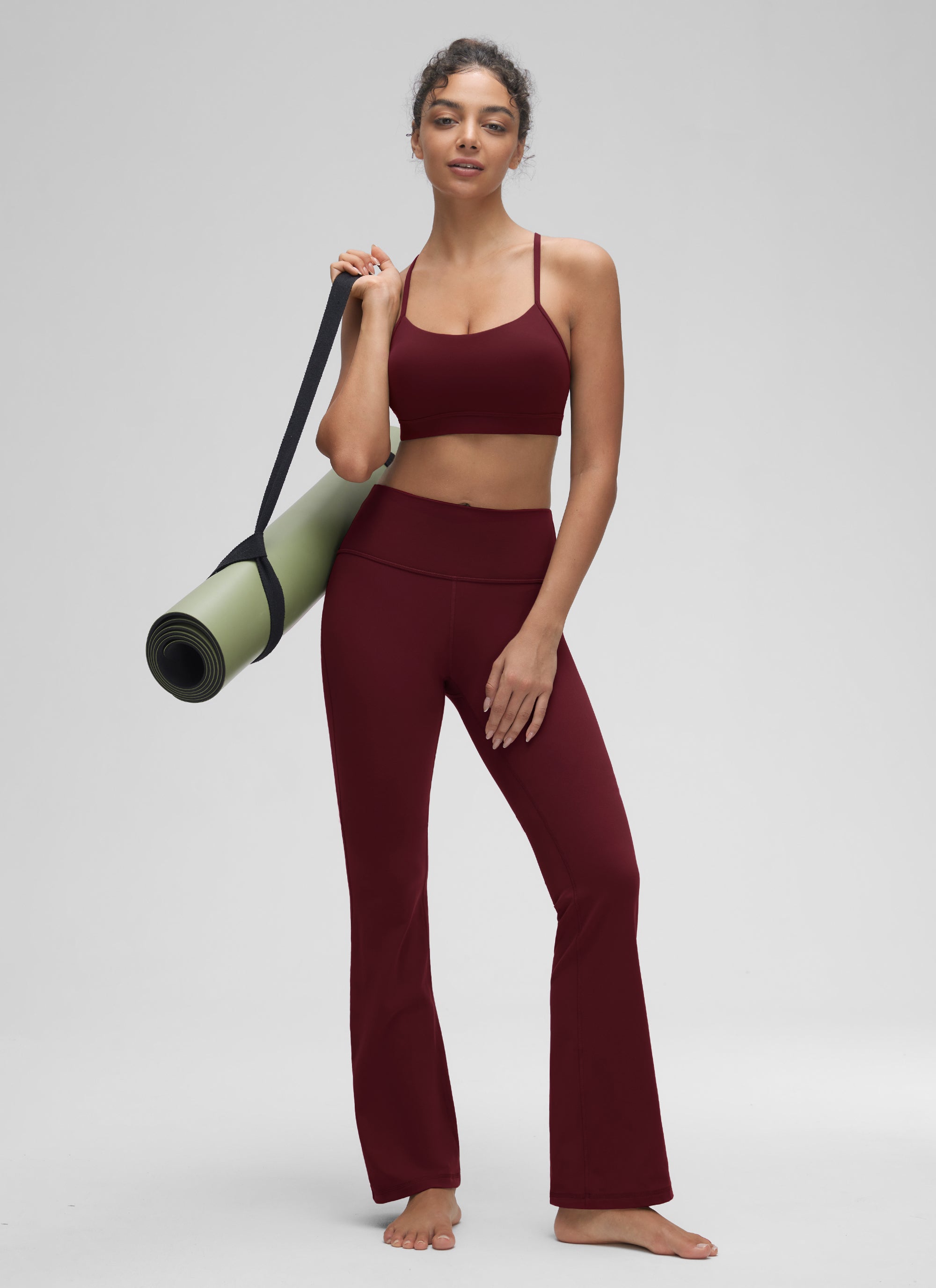 Sokongan Ringan Yoga Wanita CRZ YOGA Butterluxe Bra Sukan Y back Red Merlot