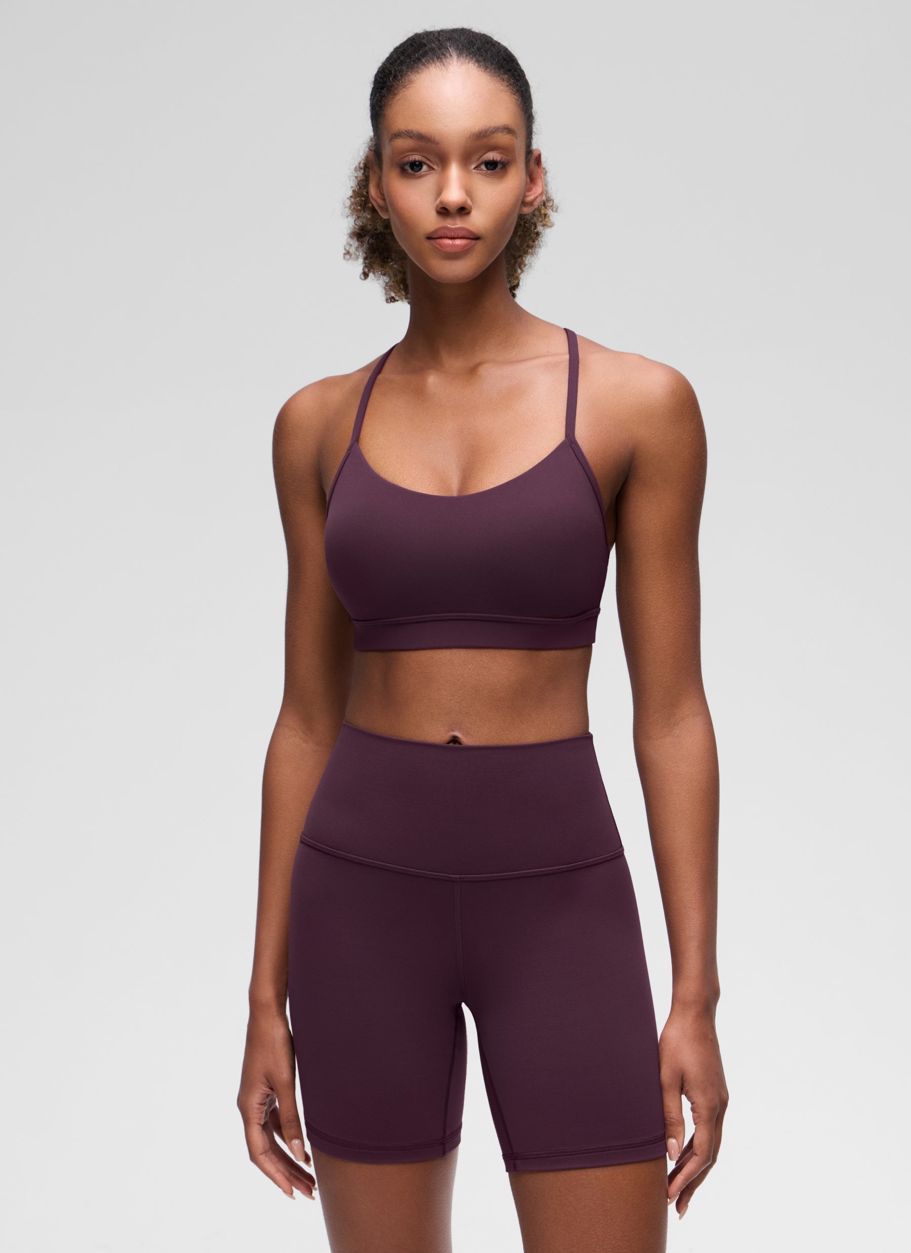 Sokongan Ringan Yoga Wanita CRZ YOGA Butterluxe Bra Sukan Y back Ungu Tua