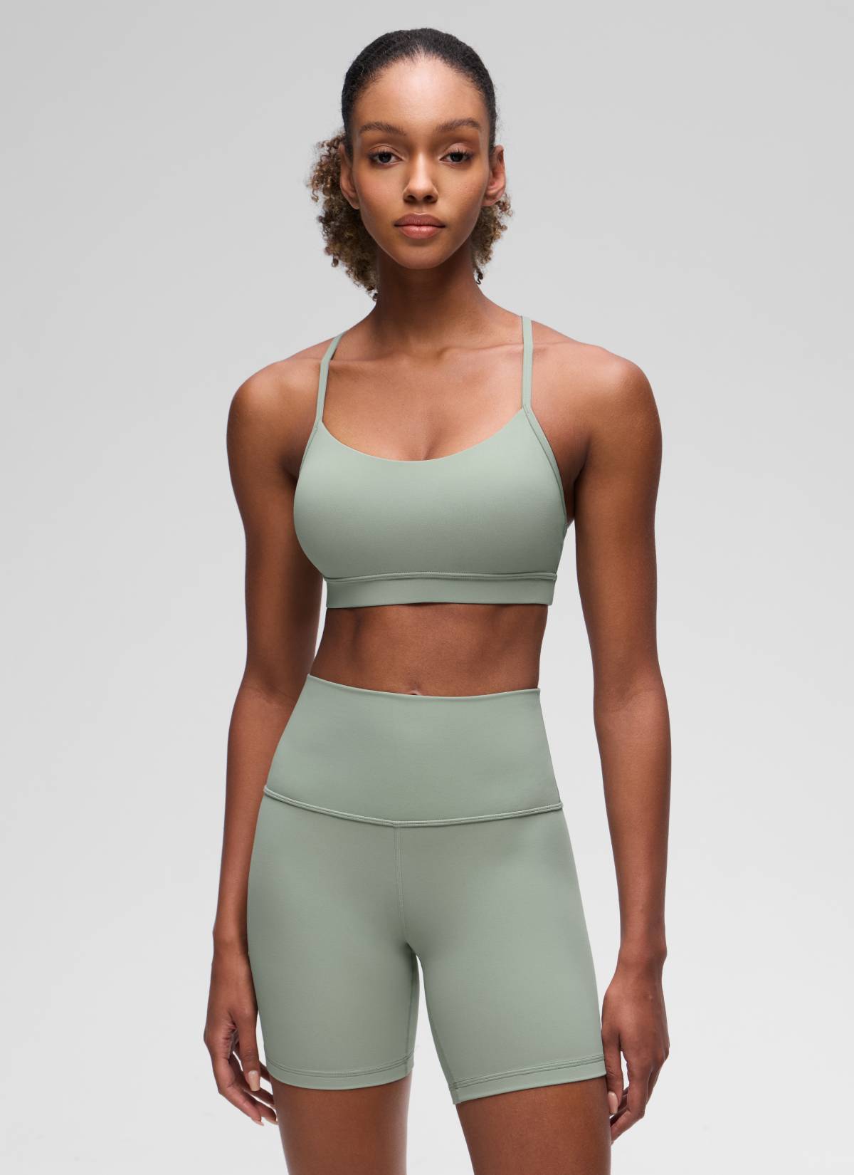 Sokongan Ringan Yoga Wanita CRZ YOGA Butterluxe Bra Sukan Belakang Y Green Palm Court