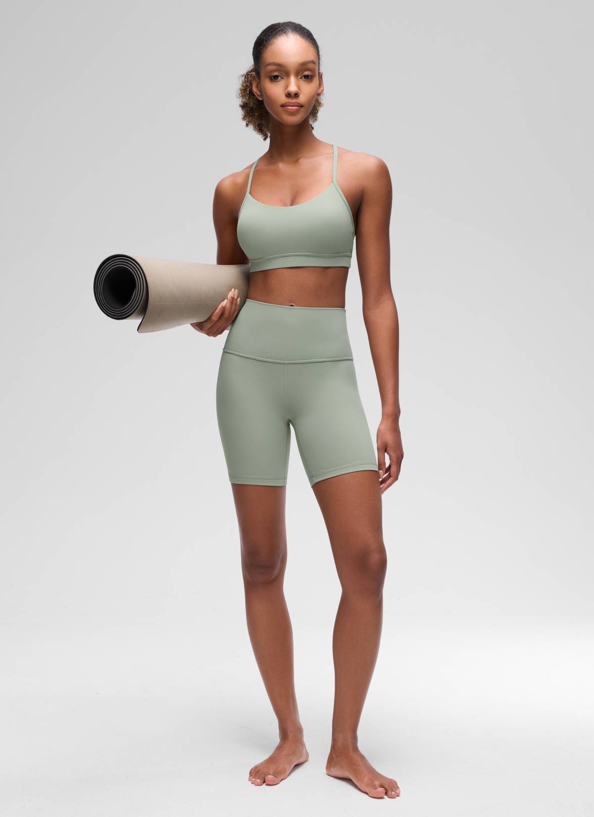 Sokongan Ringan Yoga Wanita CRZ YOGA Butterluxe Bra Sukan Belakang Y Green Palm Court