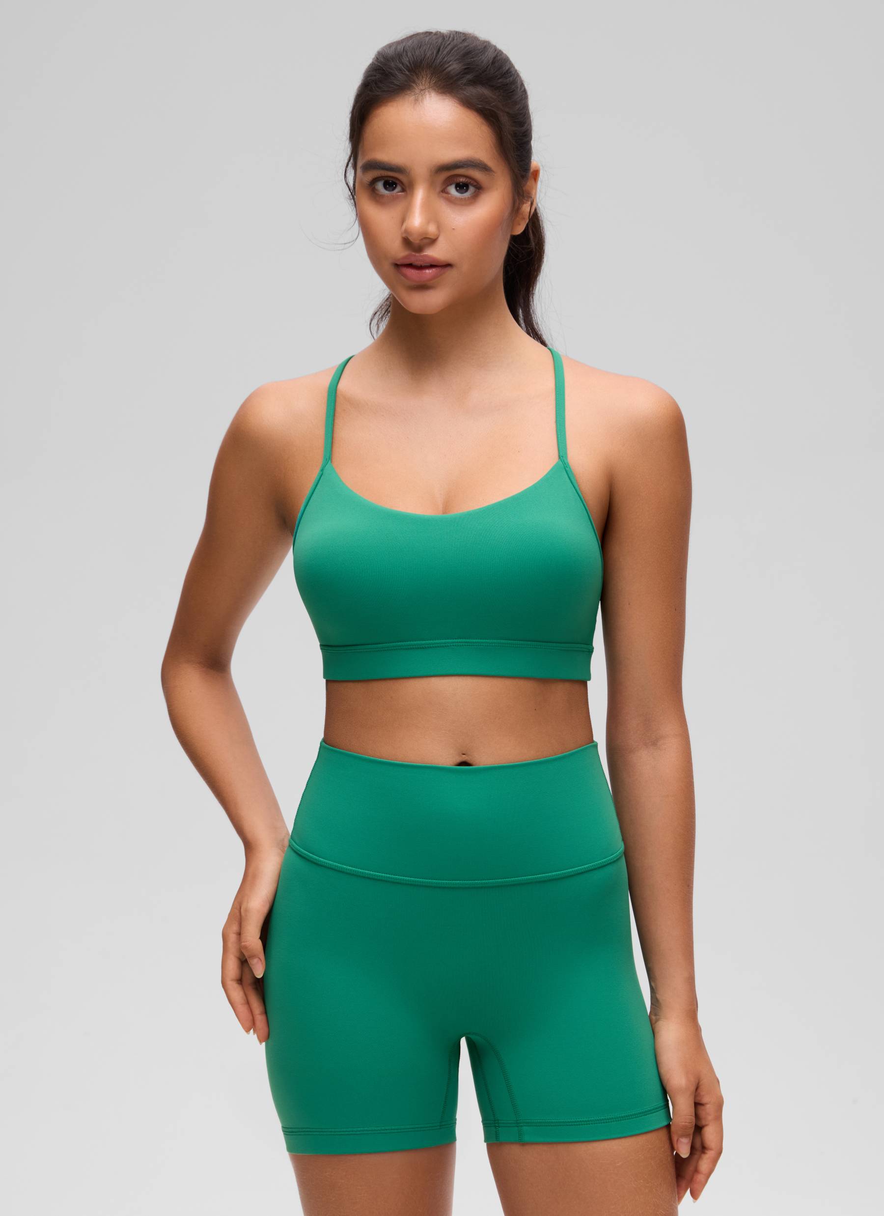 Sokongan Ringan Yoga Wanita CRZ YOGA Butterluxe Bra Sukan Belakang Y Hijau Cascadia