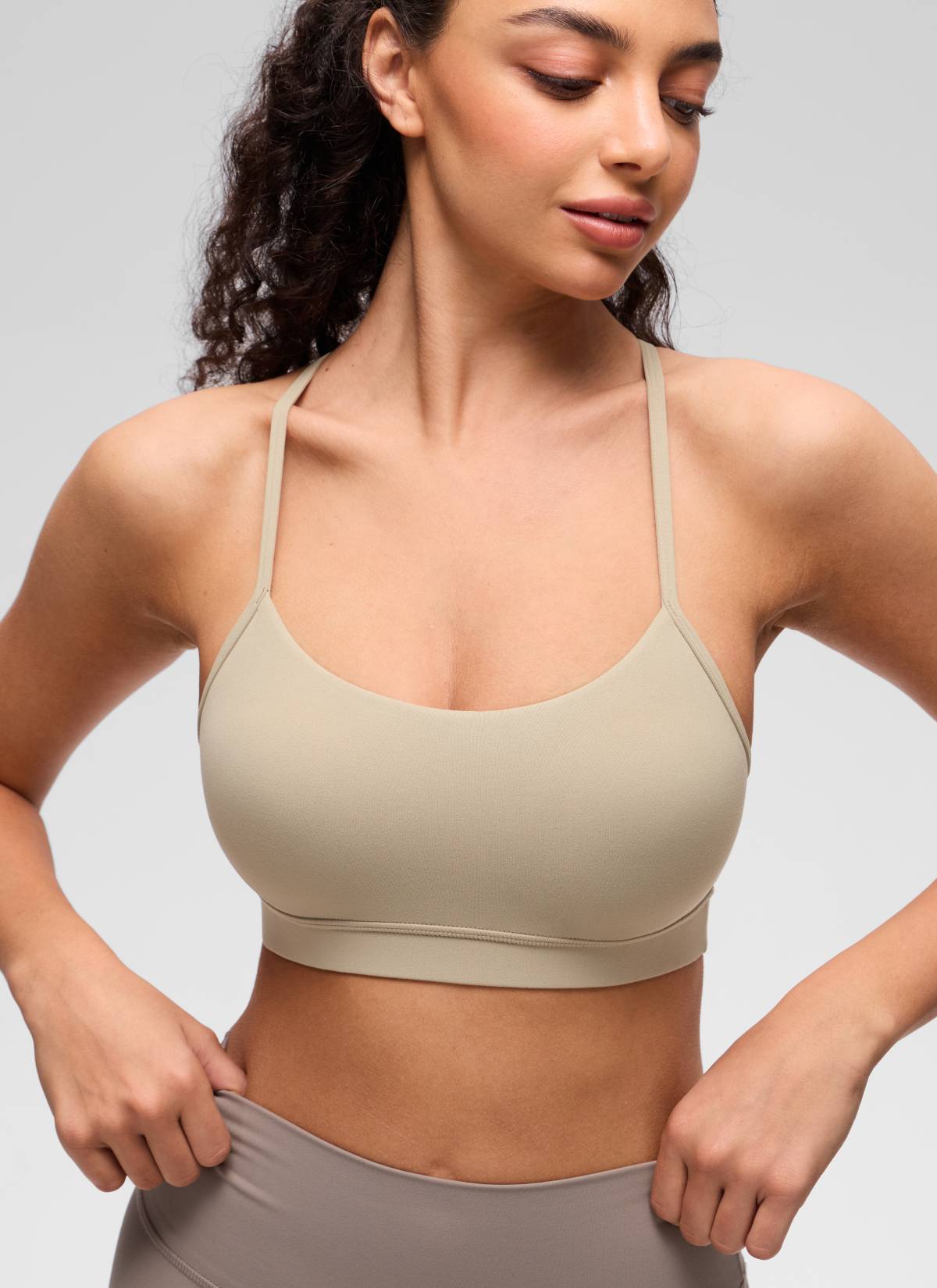 CRZ YOGA Bra Sukan Sokongan Ringan Butterluxe Wanita Belakang Bentuk-Y Oak