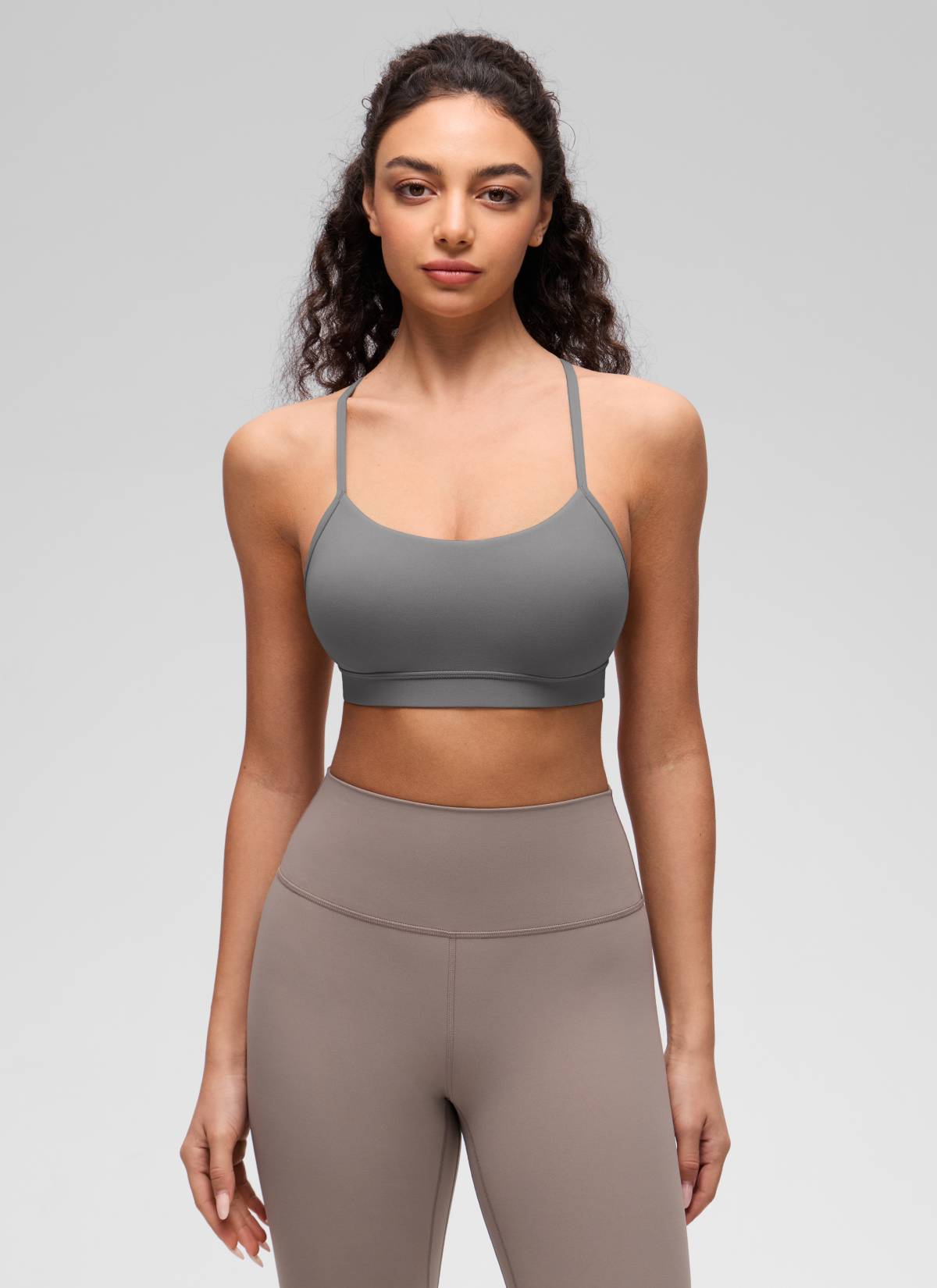 Sokongan Ringan Yoga Wanita CRZ YOGA Butterluxe Bra Sukan Belakang Y Kelabu Abu