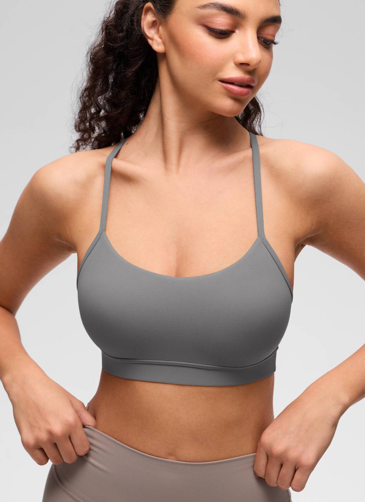 Sokongan Ringan Yoga Wanita CRZ YOGA Butterluxe Bra Sukan Belakang Y Kelabu Abu