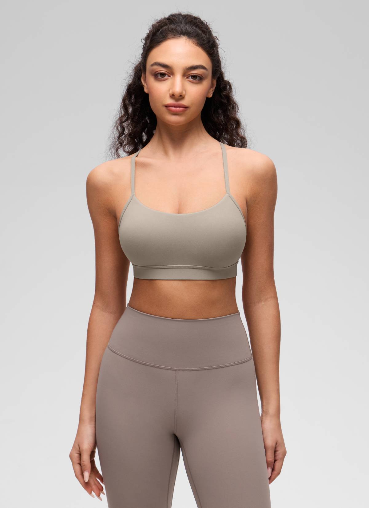 Sokongan Ringan Yoga Wanita CRZ YOGA Butterluxe Bra Sukan Y belakang Kelabu Abu Hangat