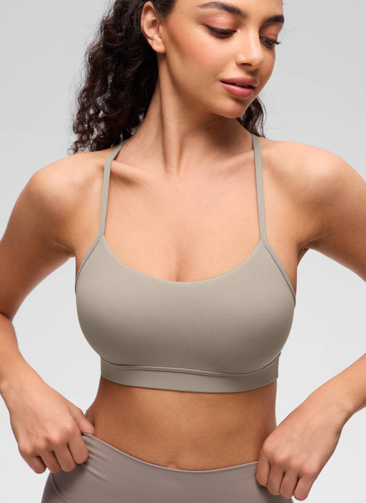 Sokongan Ringan Yoga Wanita CRZ YOGA Butterluxe Bra Sukan Y belakang Kelabu Abu Hangat