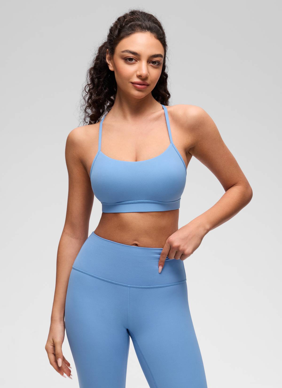 Sokongan Ringan Yoga Wanita CRZ YOGA Butterluxe Bra Sukan Belakang Y Biru Parti
