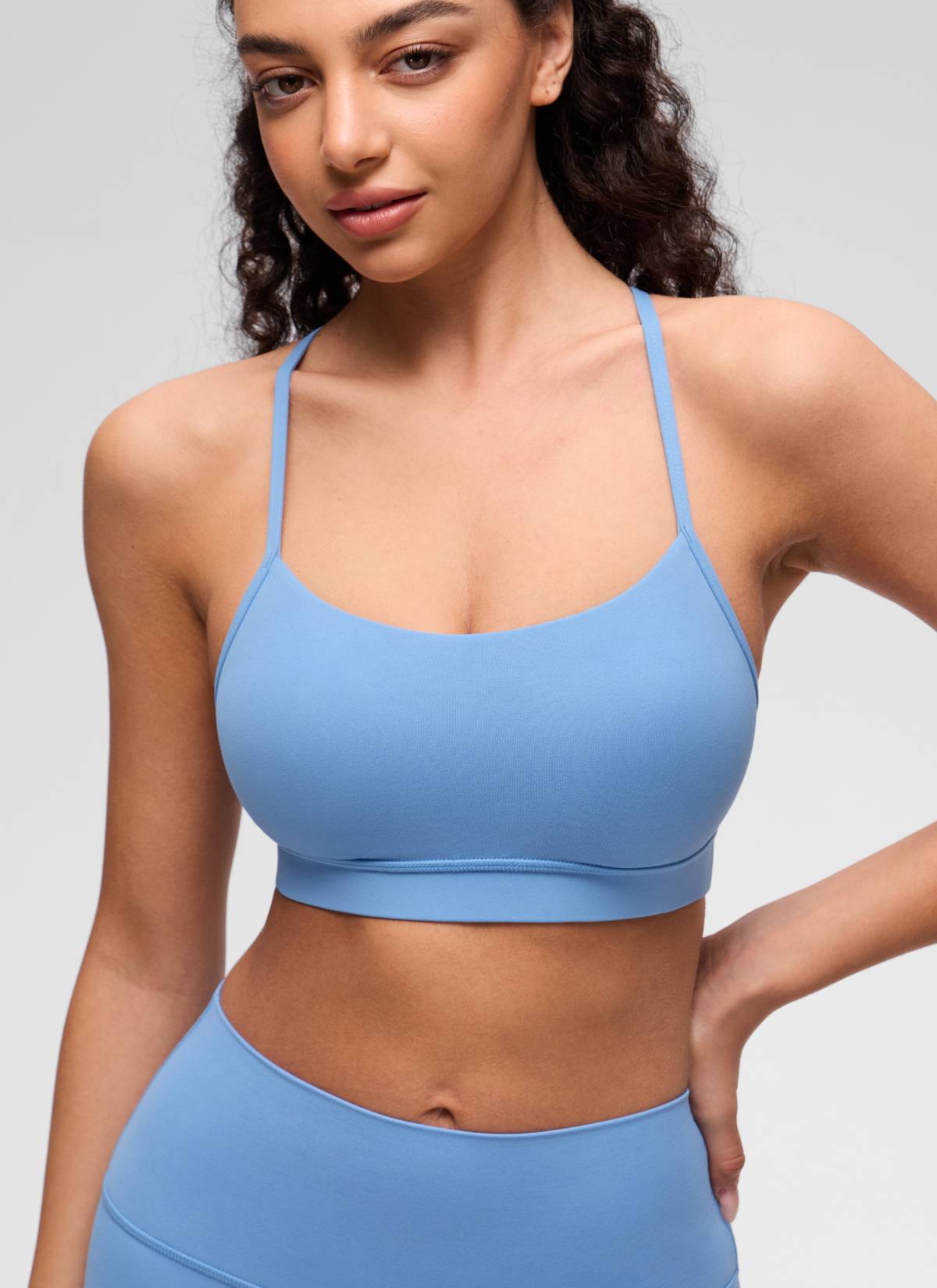 Sokongan Ringan Yoga Wanita CRZ YOGA Butterluxe Bra Sukan Belakang Y Biru Parti