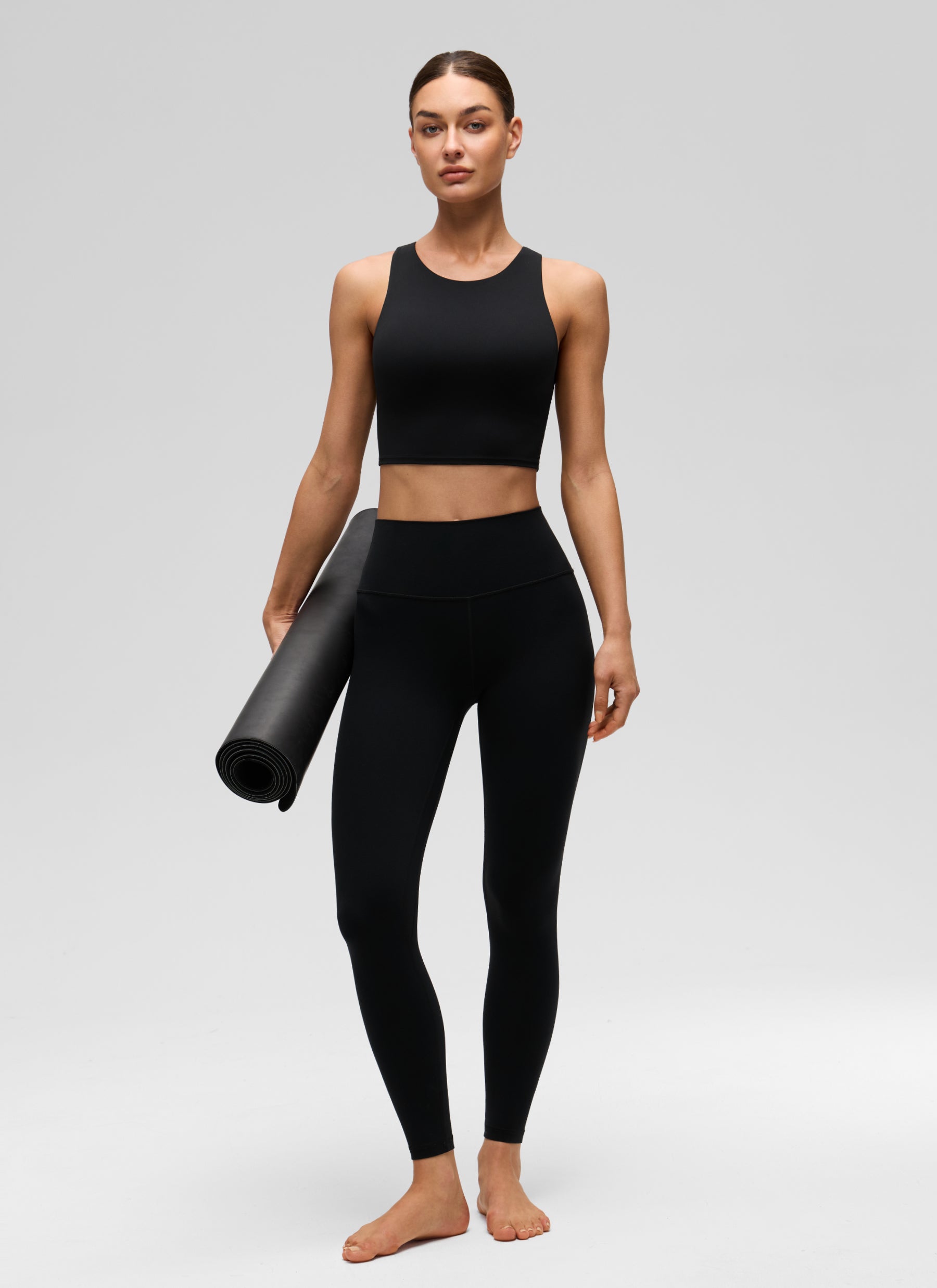 CRZ YOGA Yoga Sokongan Rendah Wanita Butterluxe Tank High Neck Racerback Hitam