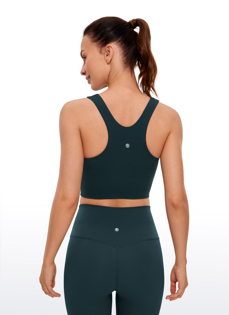 CRZ YOGA Tank Top Sukan Sokongan Rendah Butterluxe Berleher Tinggi Belakang Racerback Wanita Forest Dark Green