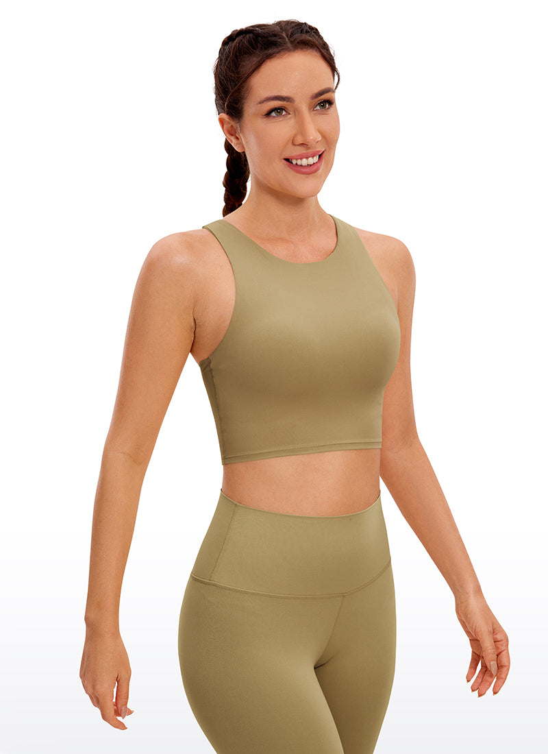 CRZ YOGA Yoga Sokongan Rendah Wanita Butterluxe Leher Tinggi Tank Racerback Soul Coklat