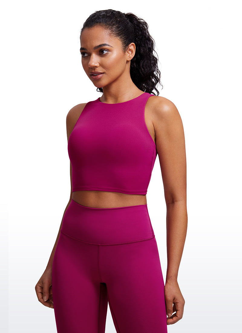 CRZ YOGA Tank Top Sukan Sokongan Rendah Butterluxe Berleher Tinggi Belakang Racerback Wanita Magenta Purple