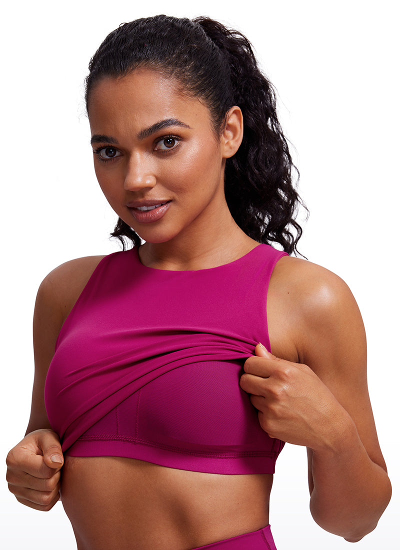 CRZ YOGA Tank Top Sukan Sokongan Rendah Butterluxe Berleher Tinggi Belakang Racerback Wanita Magenta Purple