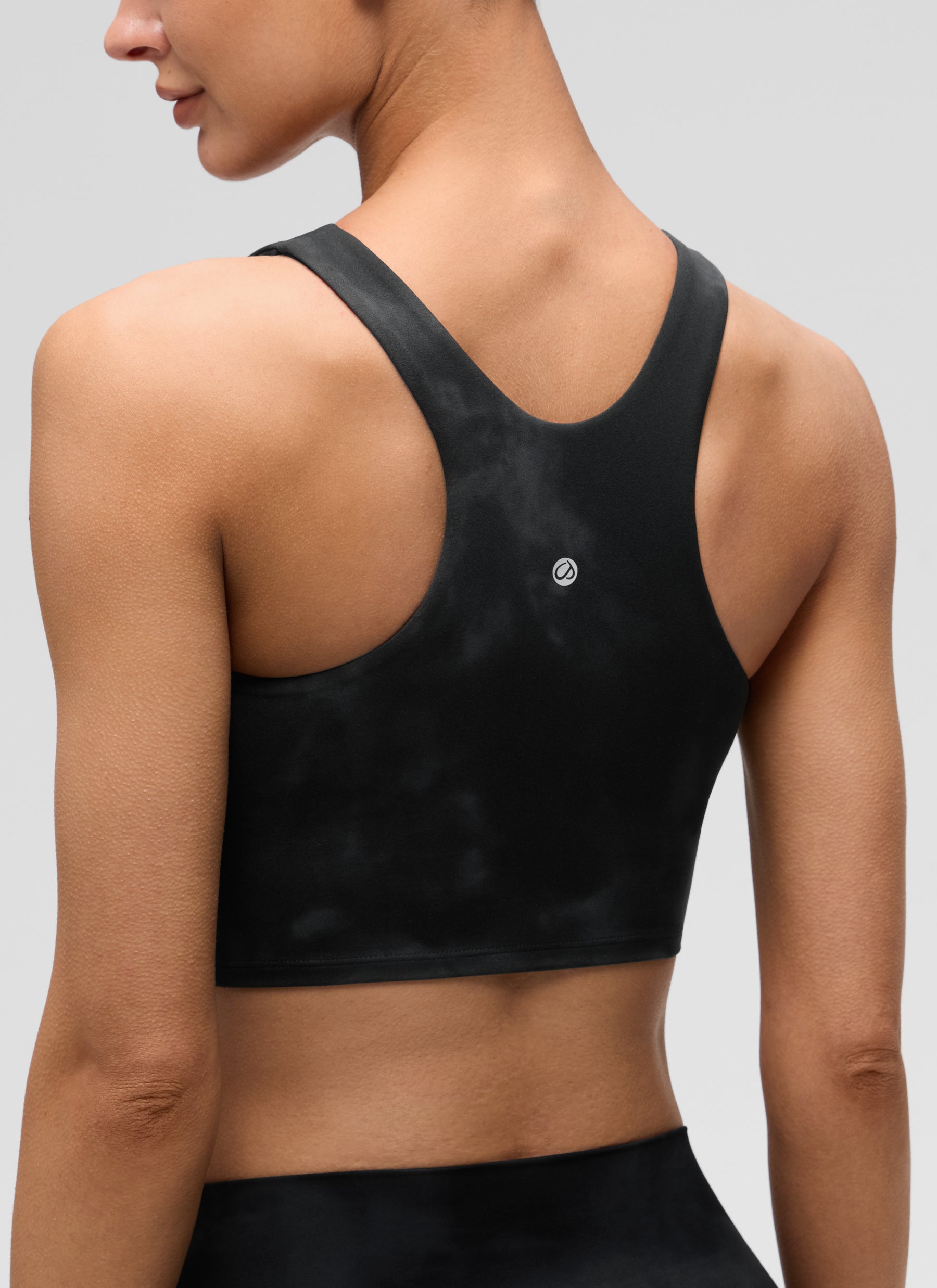 CRZ YOGA Tank Top Sukan Sokongan Rendah Butterluxe Berleher Tinggi Belakang Racerback Wanita Black Tie Dye Flowers