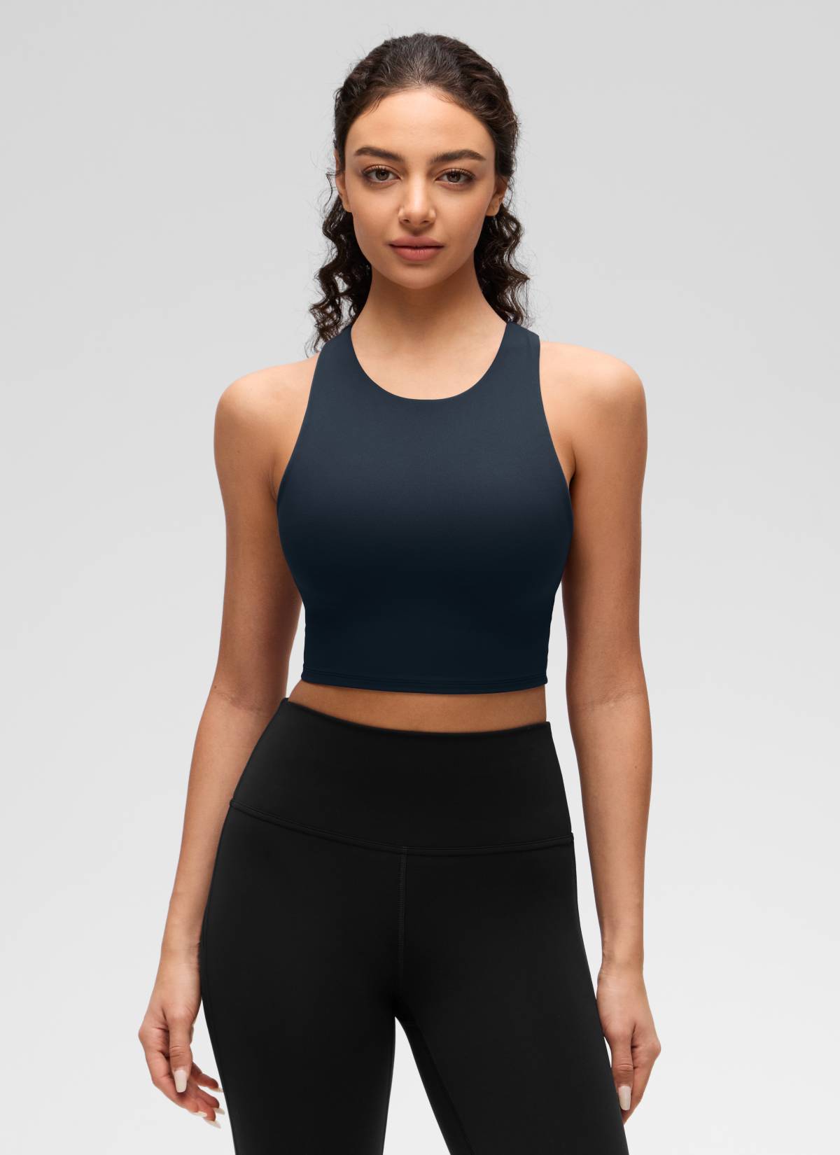 CRZ YOGA Yoga Sokongan Rendah Wanita Butterluxe Leher Tinggi Tank Racerback True Navy