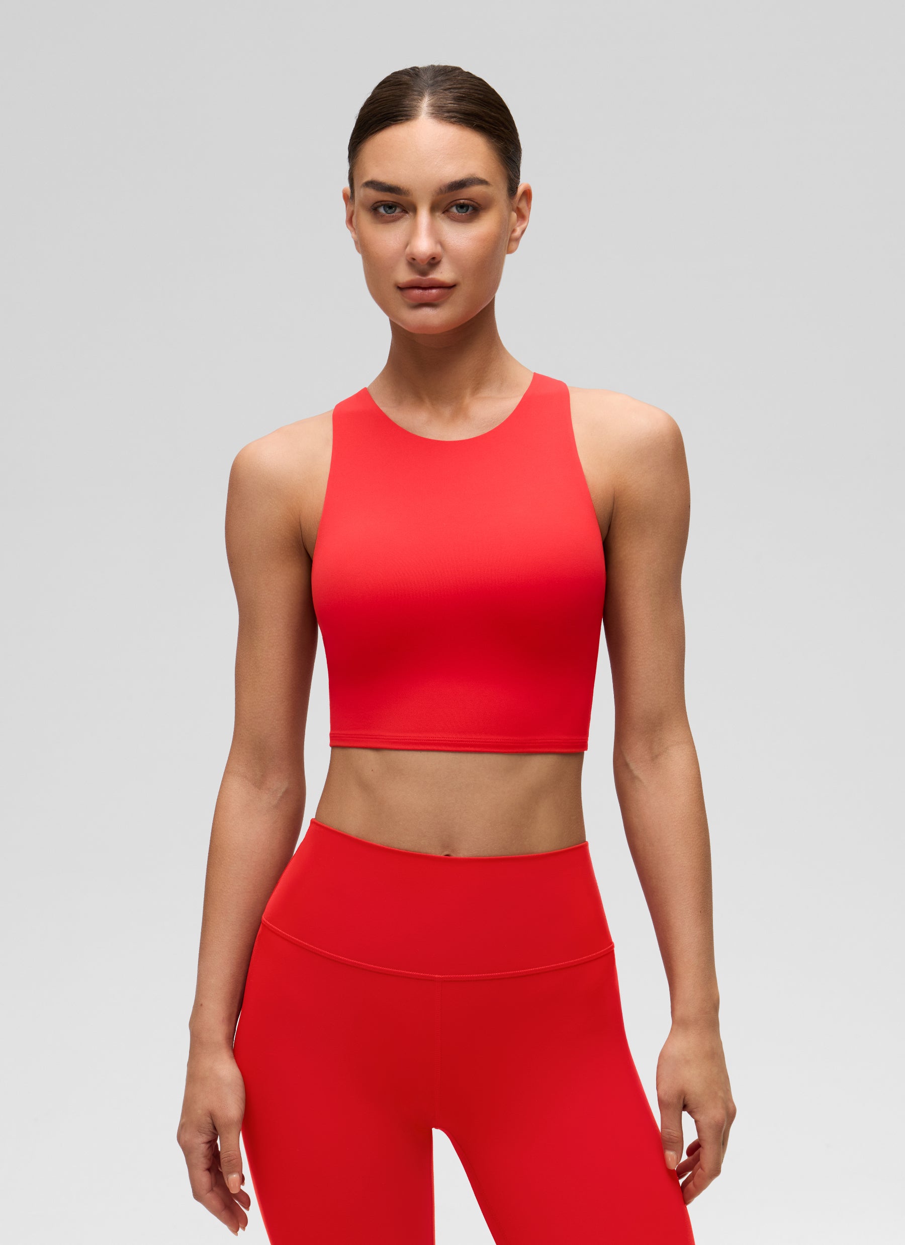 CRZ YOGA Yoga Sokongan Rendah Wanita Butterluxe Leher Tinggi Tank Racerback Merah Tua