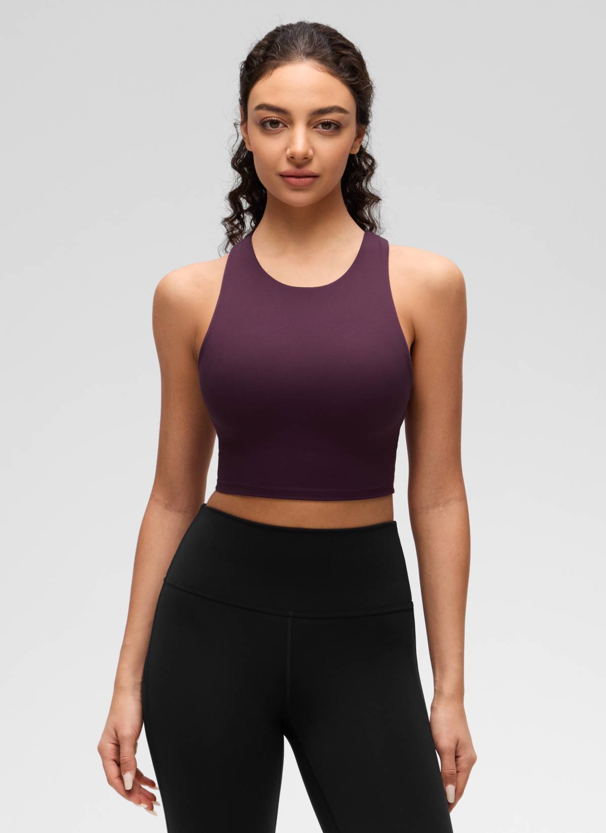 CRZ YOGA Yoga Sokongan Rendah Wanita Butterluxe Leher Tinggi Tank Racerback Ungu Tua
