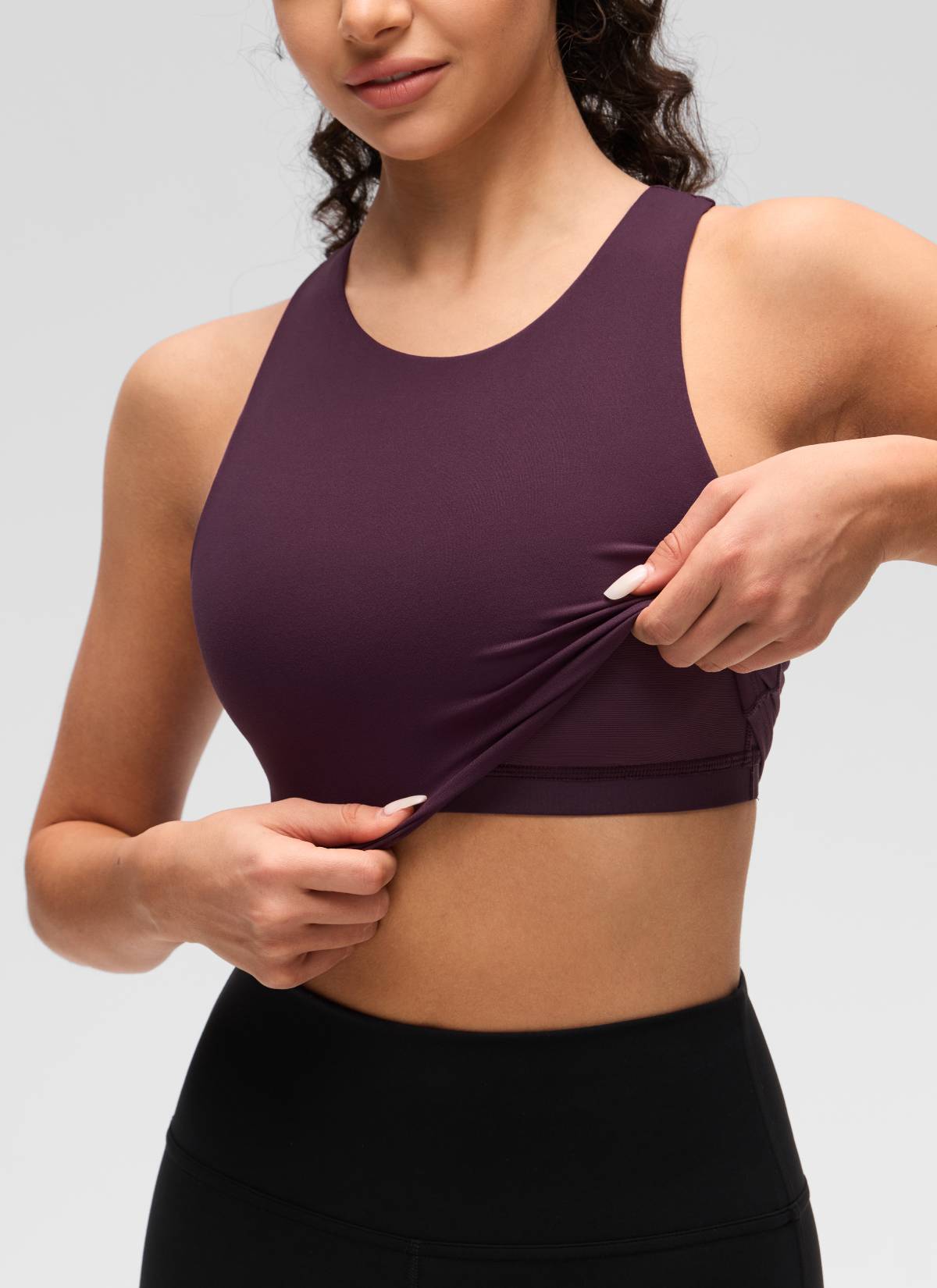 CRZ YOGA Yoga Sokongan Rendah Wanita Butterluxe Leher Tinggi Tank Racerback Ungu Tua