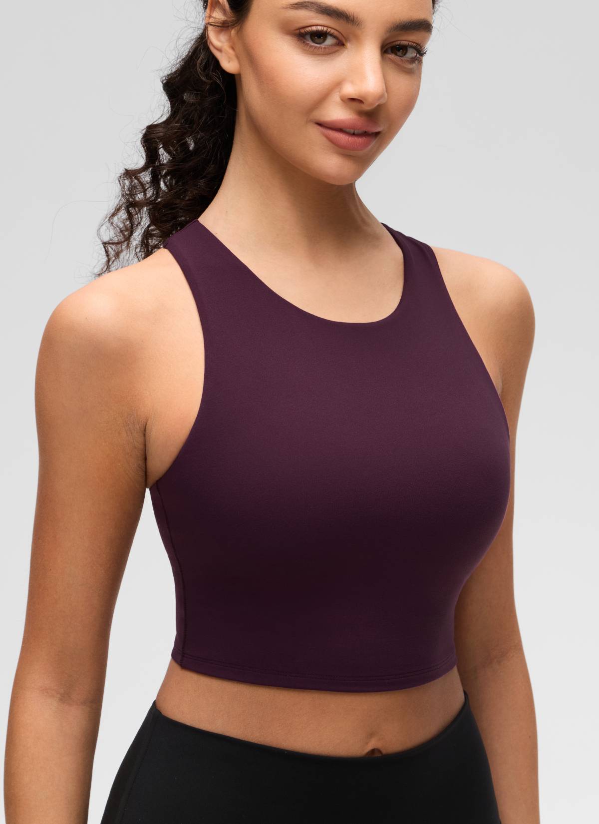CRZ YOGA Yoga Sokongan Rendah Wanita Butterluxe Leher Tinggi Tank Racerback Ungu Tua