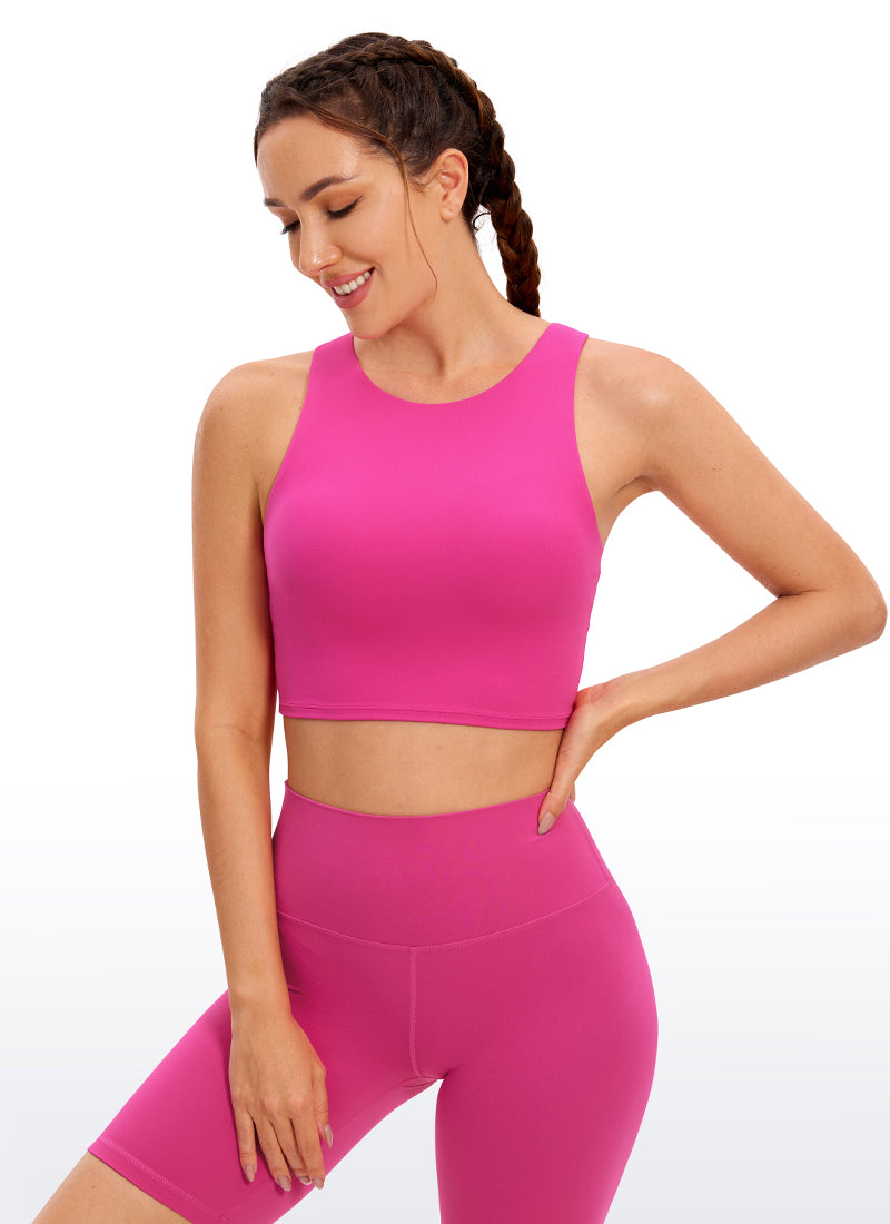 Tank Top Leher Tinggi Belakang Racer Sokongan Rendah Yoga Wanita CRZ YOGA Butterluxe Ungu Hibiskus