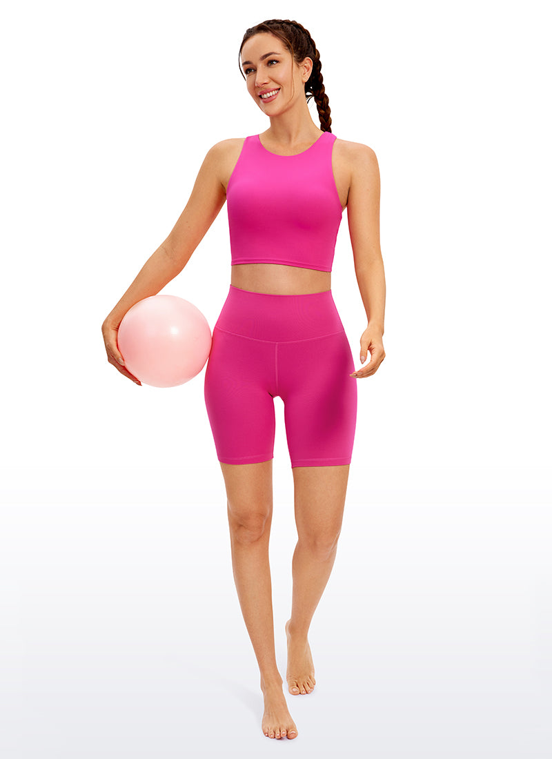 Tank Top Leher Tinggi Belakang Racer Sokongan Rendah Yoga Wanita CRZ YOGA Butterluxe Ungu Hibiskus