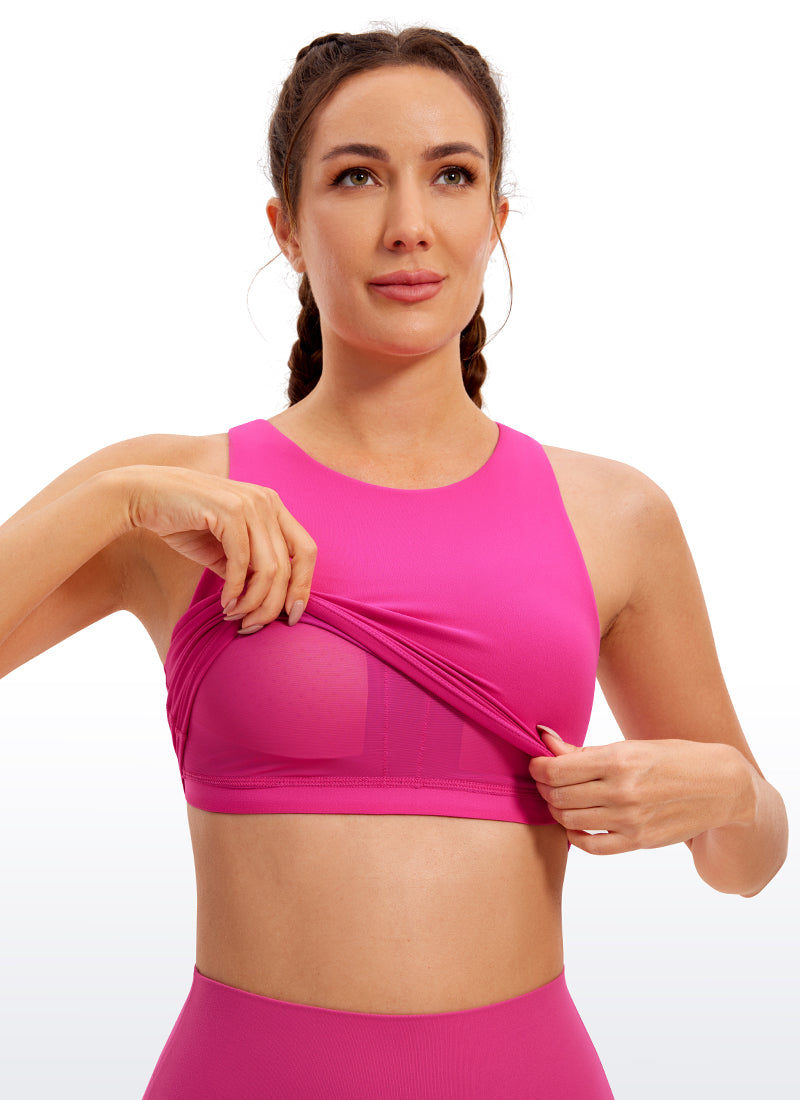 Tank Top Leher Tinggi Belakang Racer Sokongan Rendah Yoga Wanita CRZ YOGA Butterluxe Ungu Hibiskus