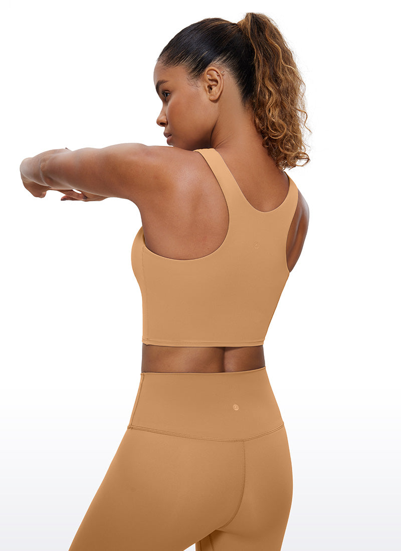 Tank Top Leher Tinggi Belakang Racer Sokongan Rendah Yoga Wanita CRZ YOGA Butterluxe Perang Doe