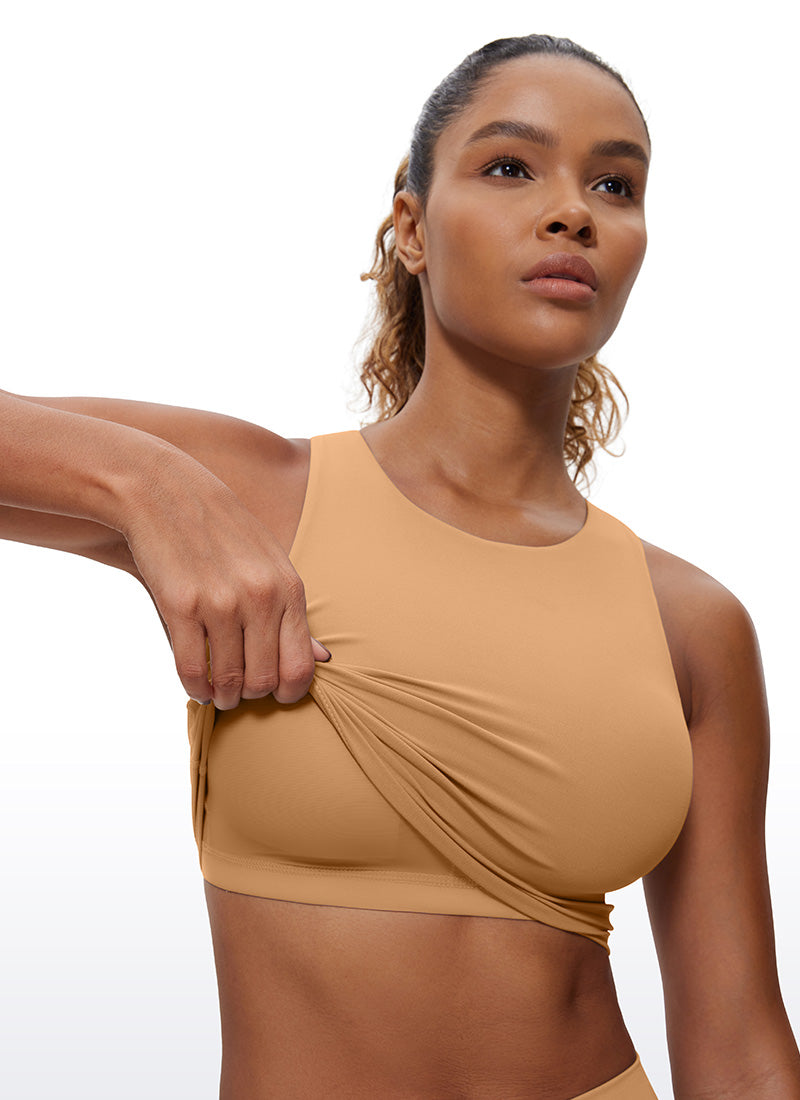 Tank Top Leher Tinggi Belakang Racer Sokongan Rendah Yoga Wanita CRZ YOGA Butterluxe Perang Doe