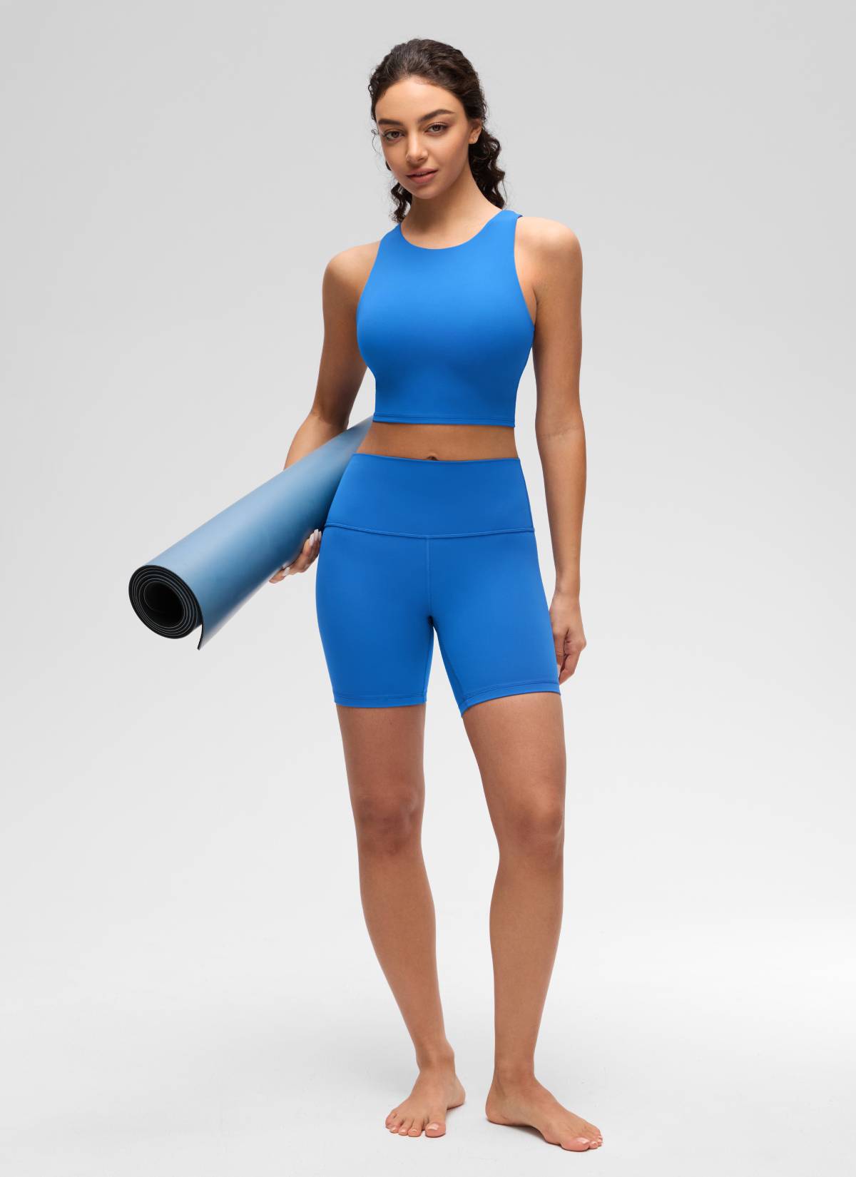 CRZ YOGA Yoga Sokongan Rendah Wanita Butterluxe Leher Tinggi Tank Racerback Biru Berkilau