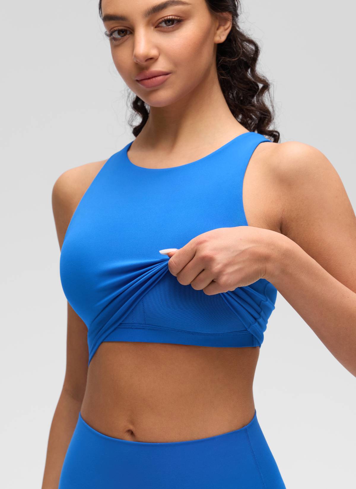 CRZ YOGA Yoga Sokongan Rendah Wanita Butterluxe Leher Tinggi Tank Racerback Biru Berkilau