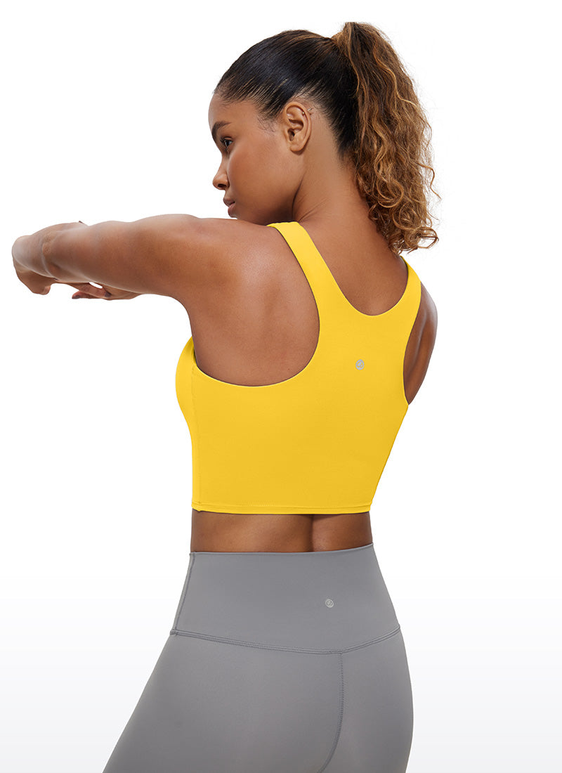 Tank Top Leher Tinggi Belakang Racer Sokongan Rendah Yoga Wanita CRZ YOGA Butterluxe Kuning Keterlihatan Tinggi