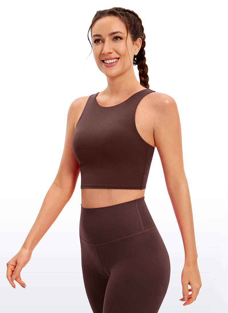 CRZ YOGA Yoga Sokongan Rendah Wanita Butterluxe Leher Tinggi Tangki Racerback Taupe
