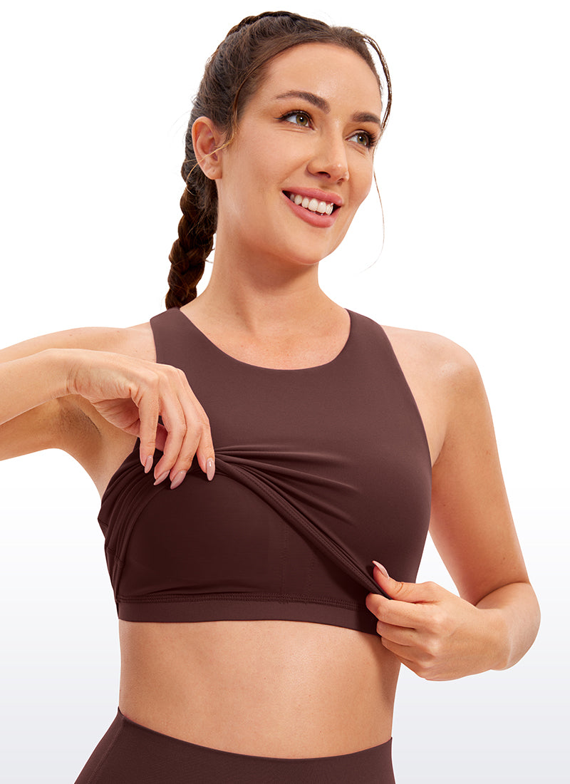 CRZ YOGA Yoga Sokongan Rendah Wanita Butterluxe Leher Tinggi Tangki Racerback Taupe